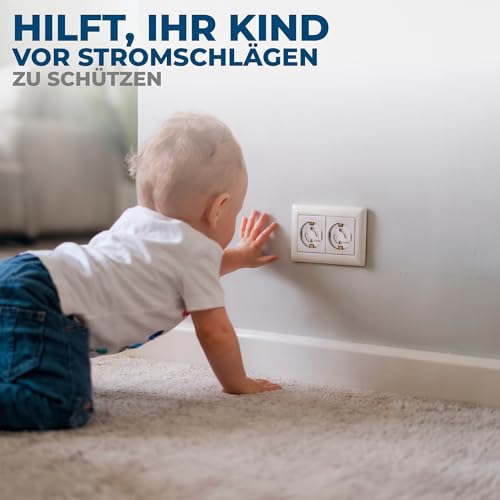 Detalle de Hoffenbach 30x Steckdosen Kindersicherung – Drehmechanik, Weiß, kompatibel mit Schuko (Typ F)