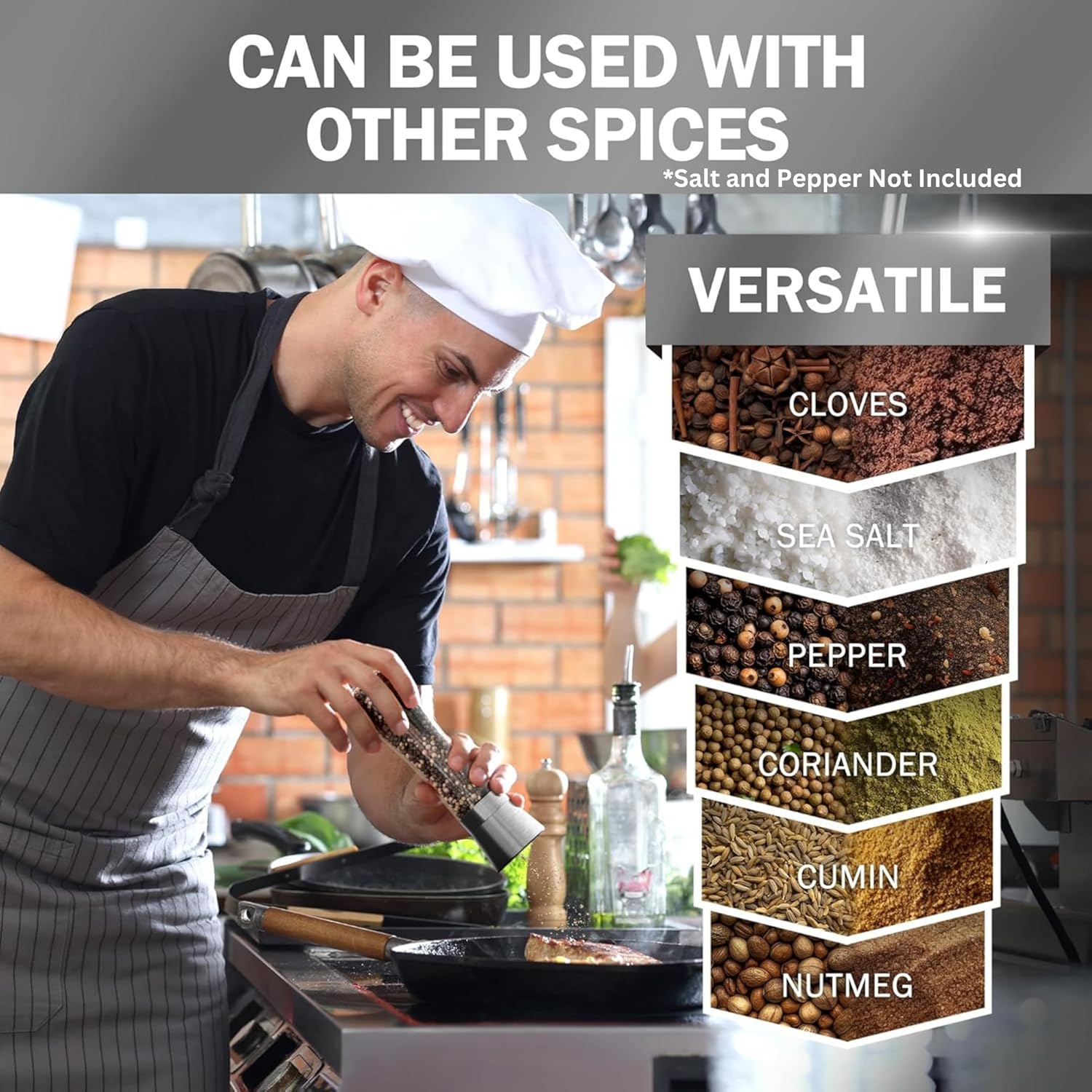 Thumbnail 4 de Home EC Premium Stainless Steel Salt & Pepper Grinder Set