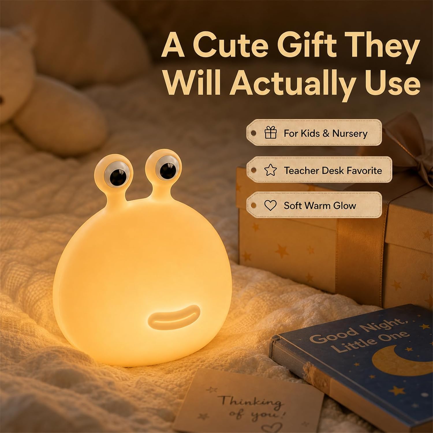 Detalle 2 de MUID Slug Night Light, Soft Silicone Lamp with Warm LED and 15-Minute Shutoff