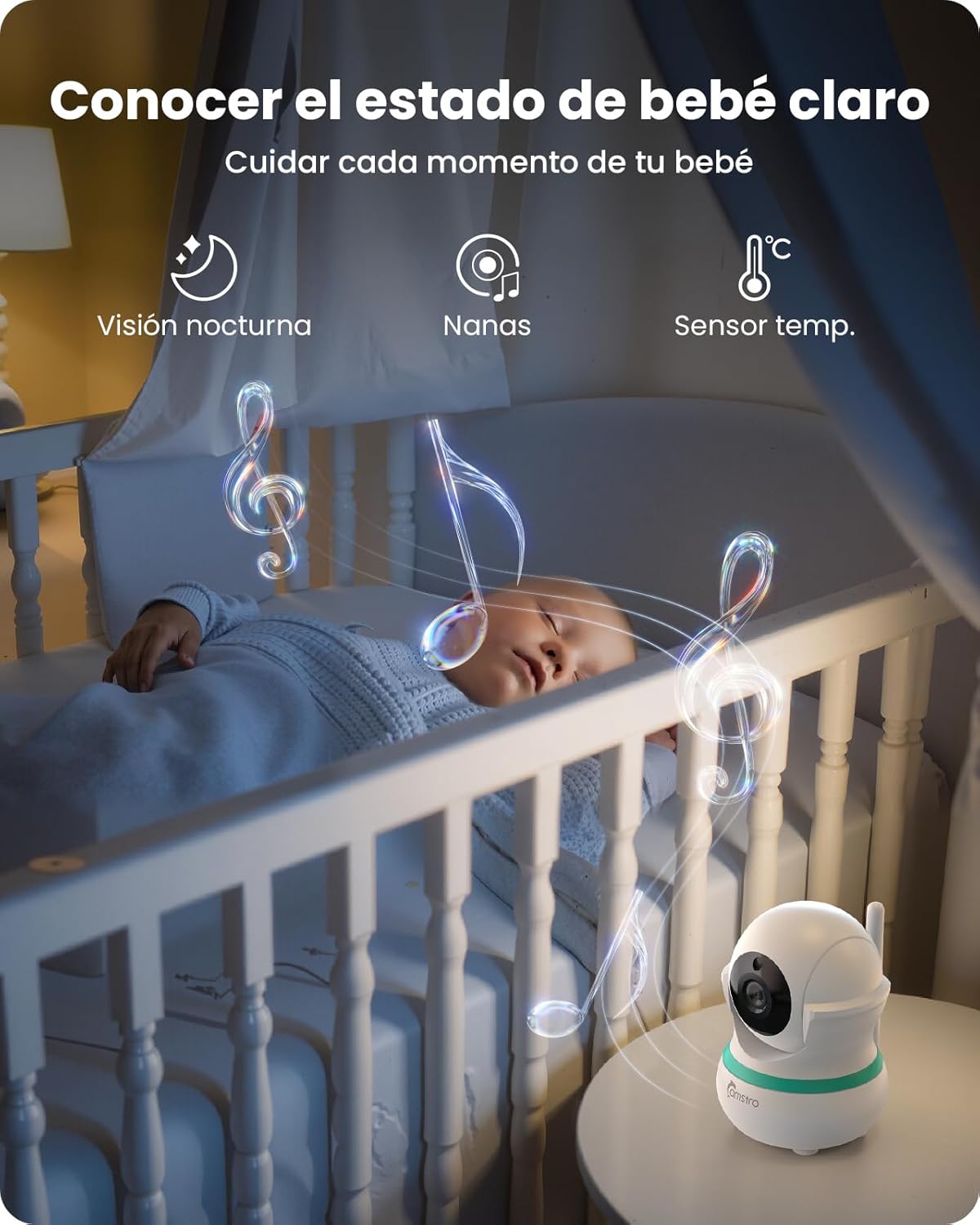 Thumbnail 2 de CAMSTRO Babyphone cámara 5 pulgadas 360° 4X Zoom 2.4 GHz