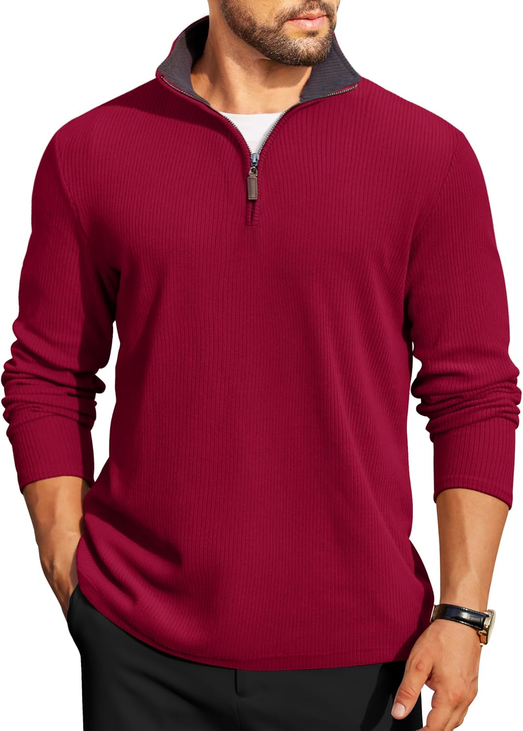 Thumbnail 6 de COOFANDY Quarter Zip Sweater 1/4 Zip