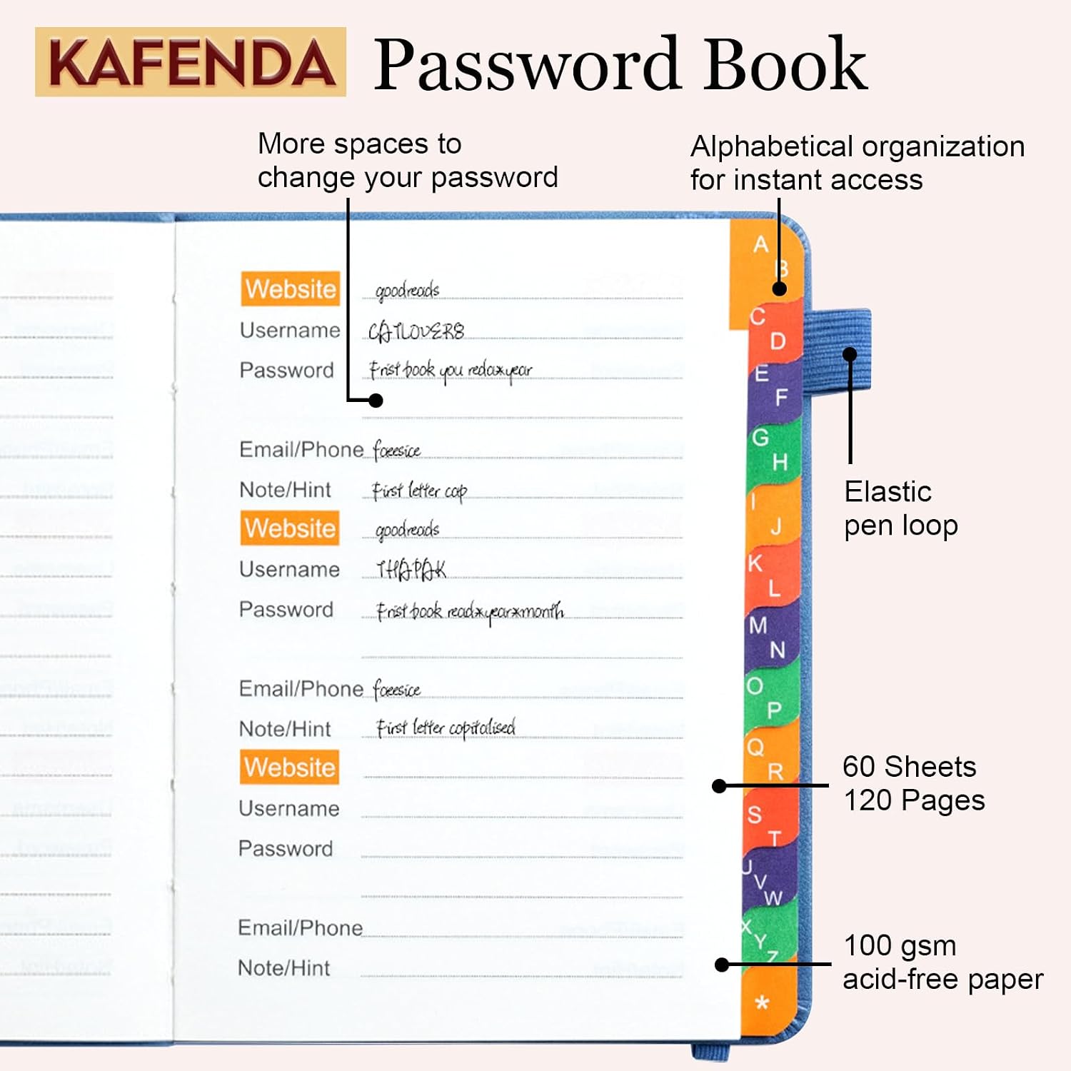 Thumbnail 3 de KAFENDA Password Book, 6.1" x 4.8