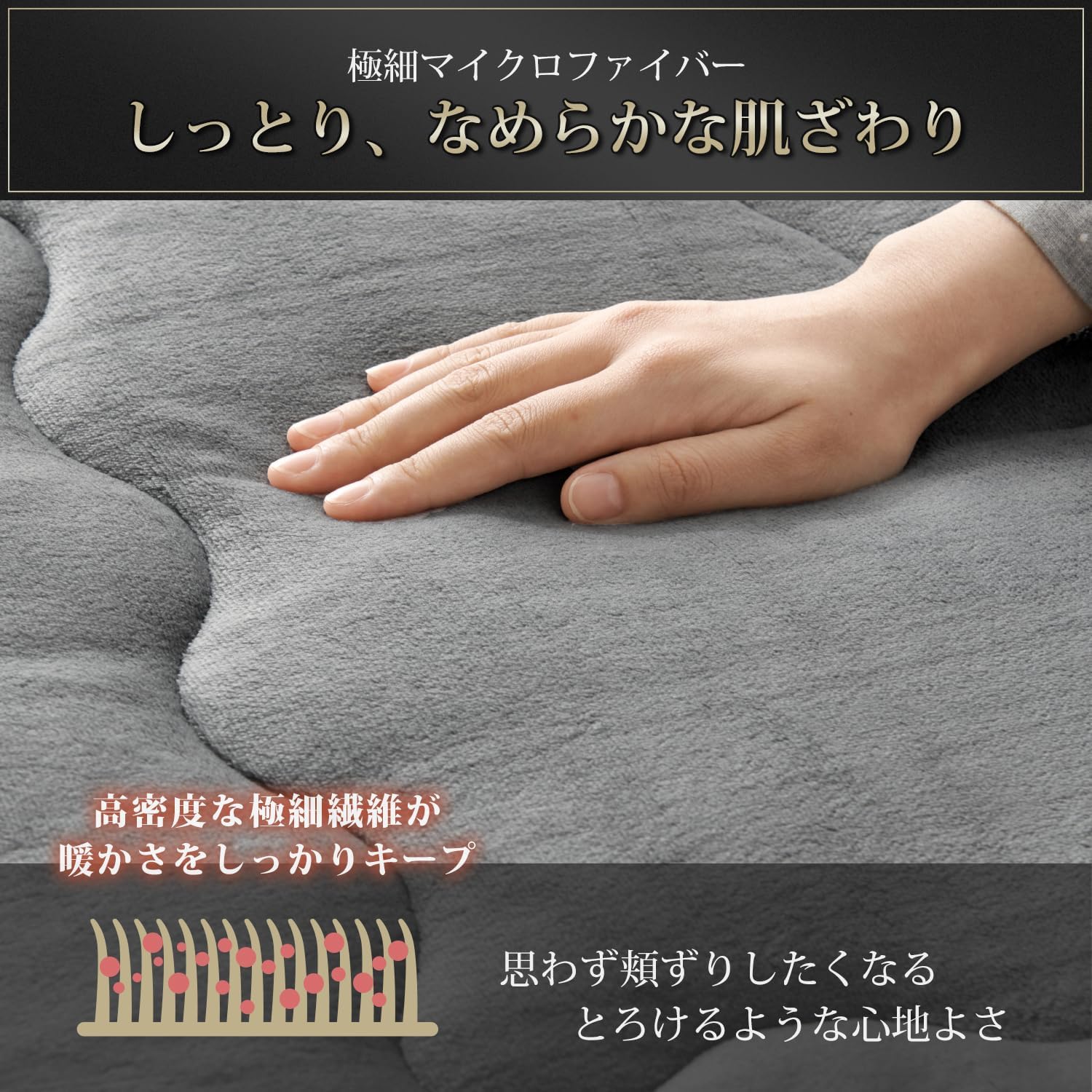 Detalle de クモリ(Kumori) こたつ敷布団 190×190cm 蓄熱わた・吸湿発熱フランネル・滑り止め付き