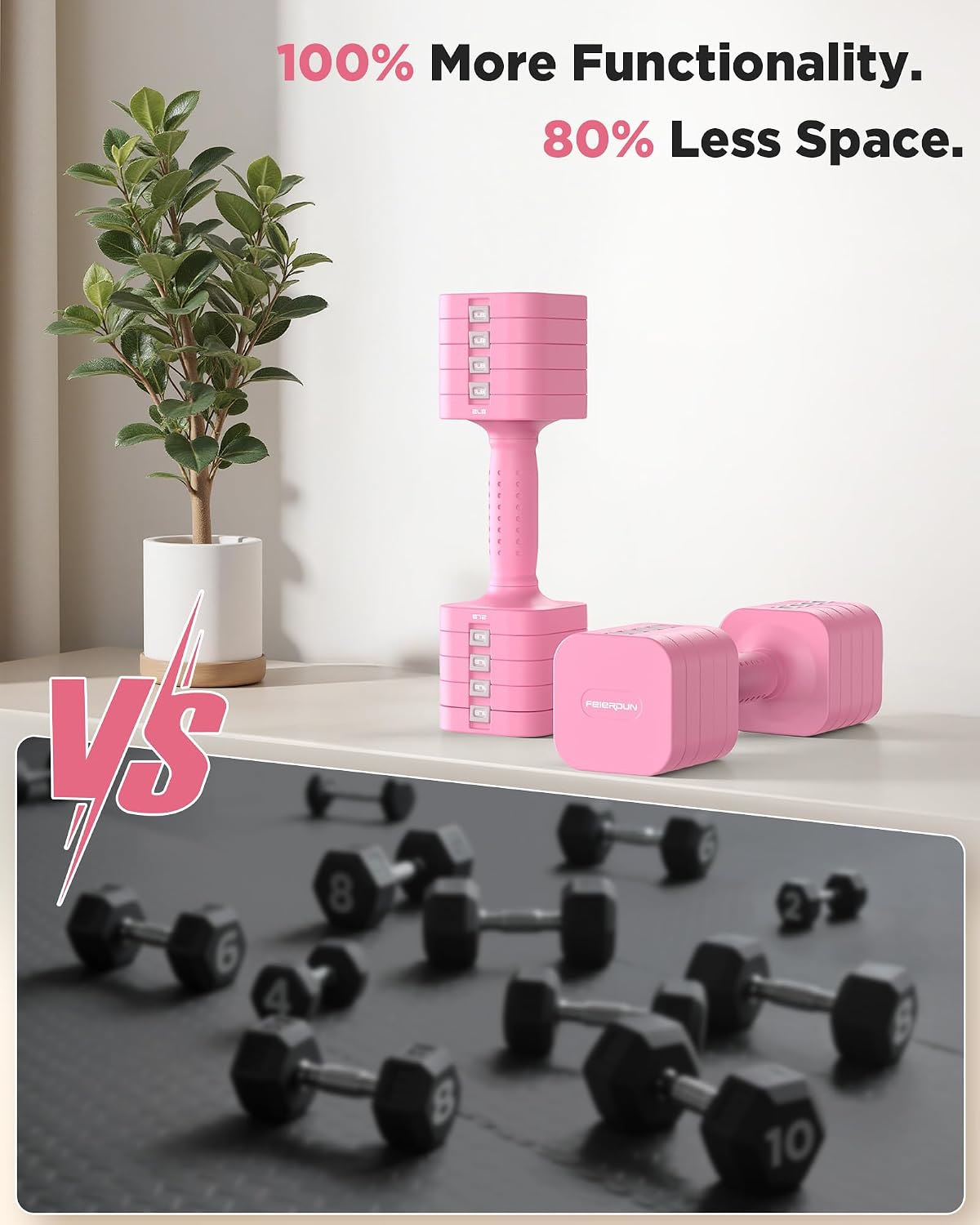 Thumbnail 6 de FEIERDUN DB3 DUM-10LB-NSP Adjustable Dumbbell Set, 2–10 lb Settings, Dual Lock