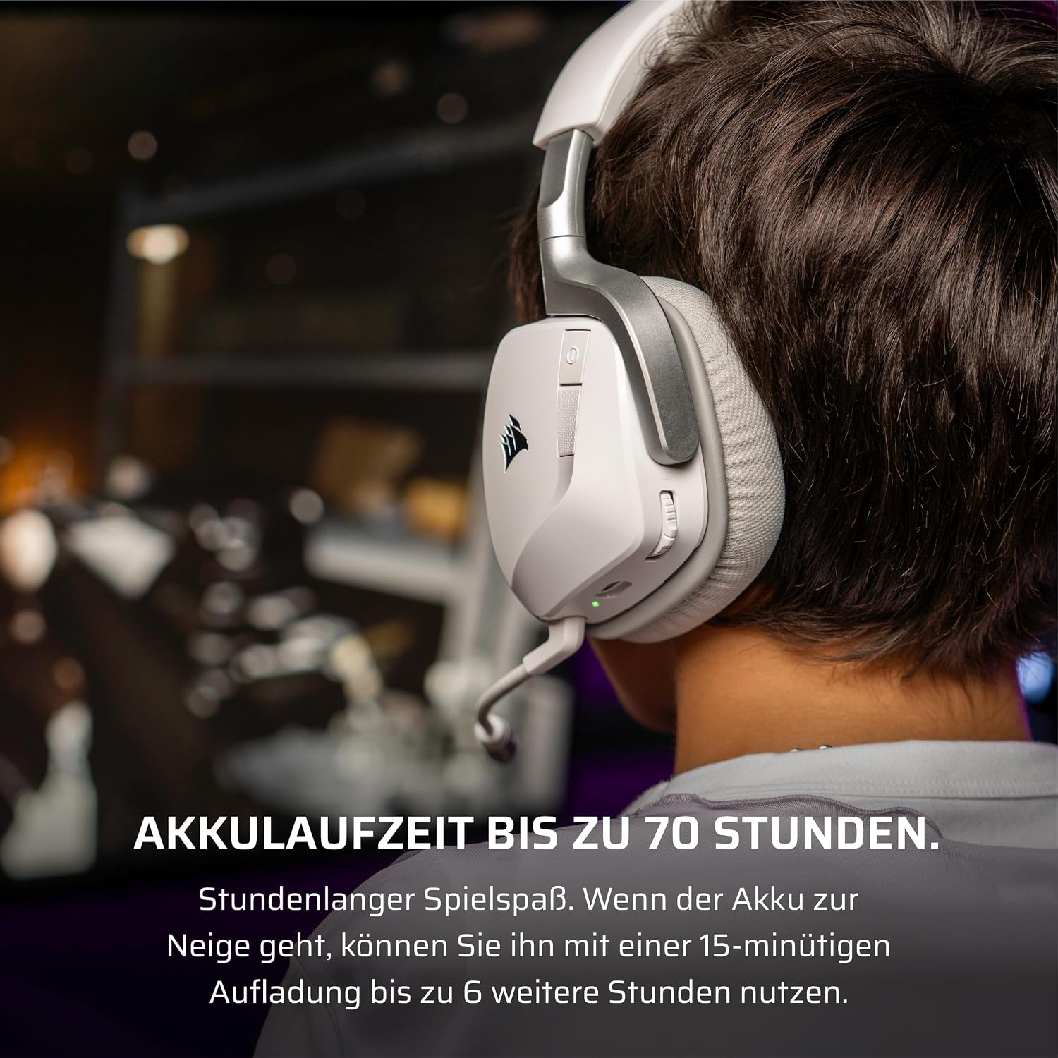 Detalle de Corsair Void v2 Wireless Gaming-Headset mit Bluetooth, Dolby Atmos und bis zu 70 Stunden Akkulaufzeit – Weiß