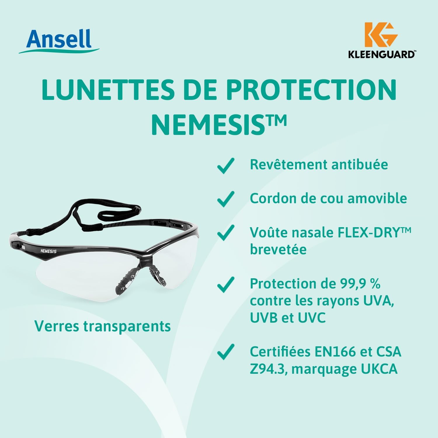 Thumbnail 1 de Ansell KleenGuard Nemesis lunettes de sécurité anti-buée ⌚