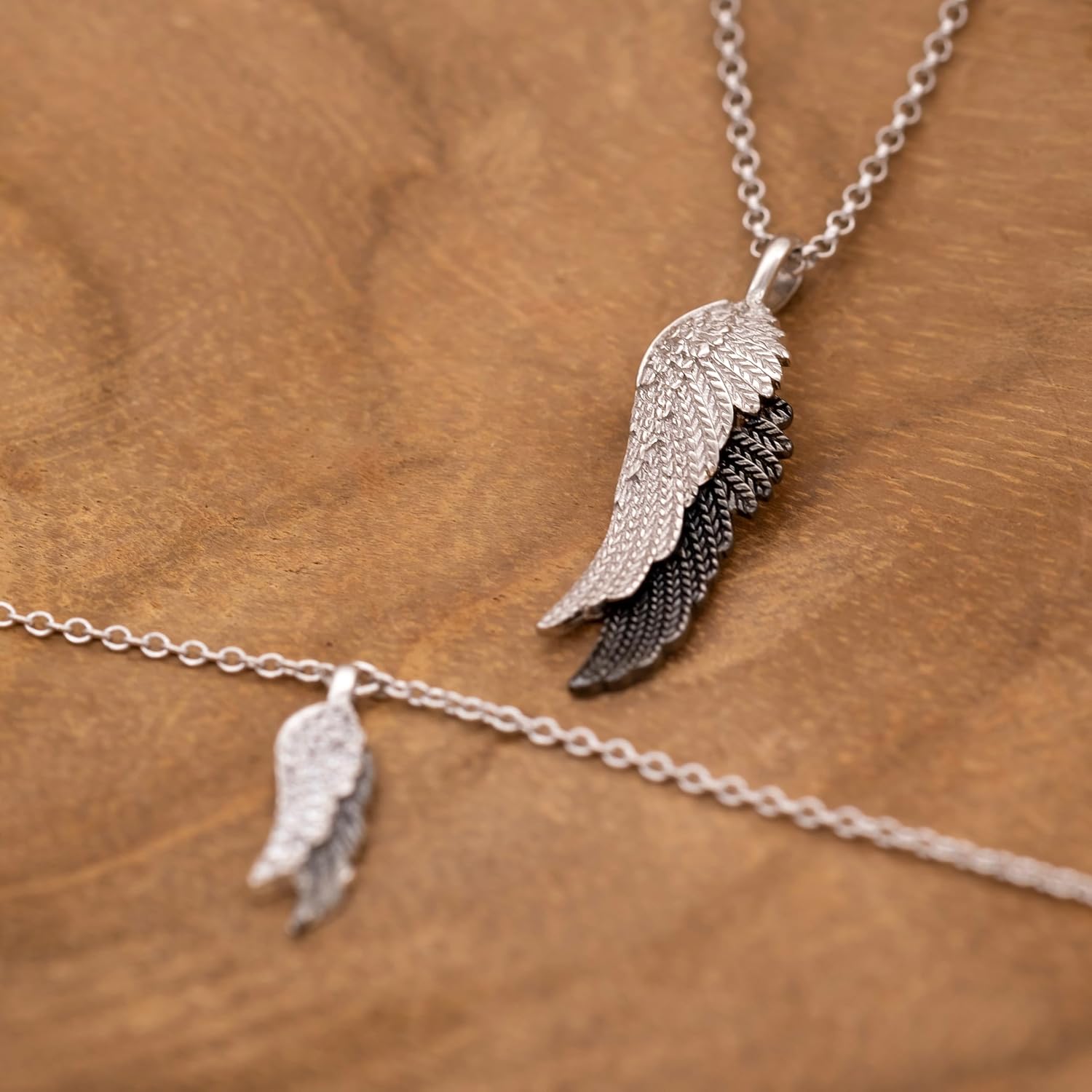 Detalle de Engelsrufer Damen-Kette 925er Silber 32015509 – Wingduo Wingkette aus Schwarz/Silber