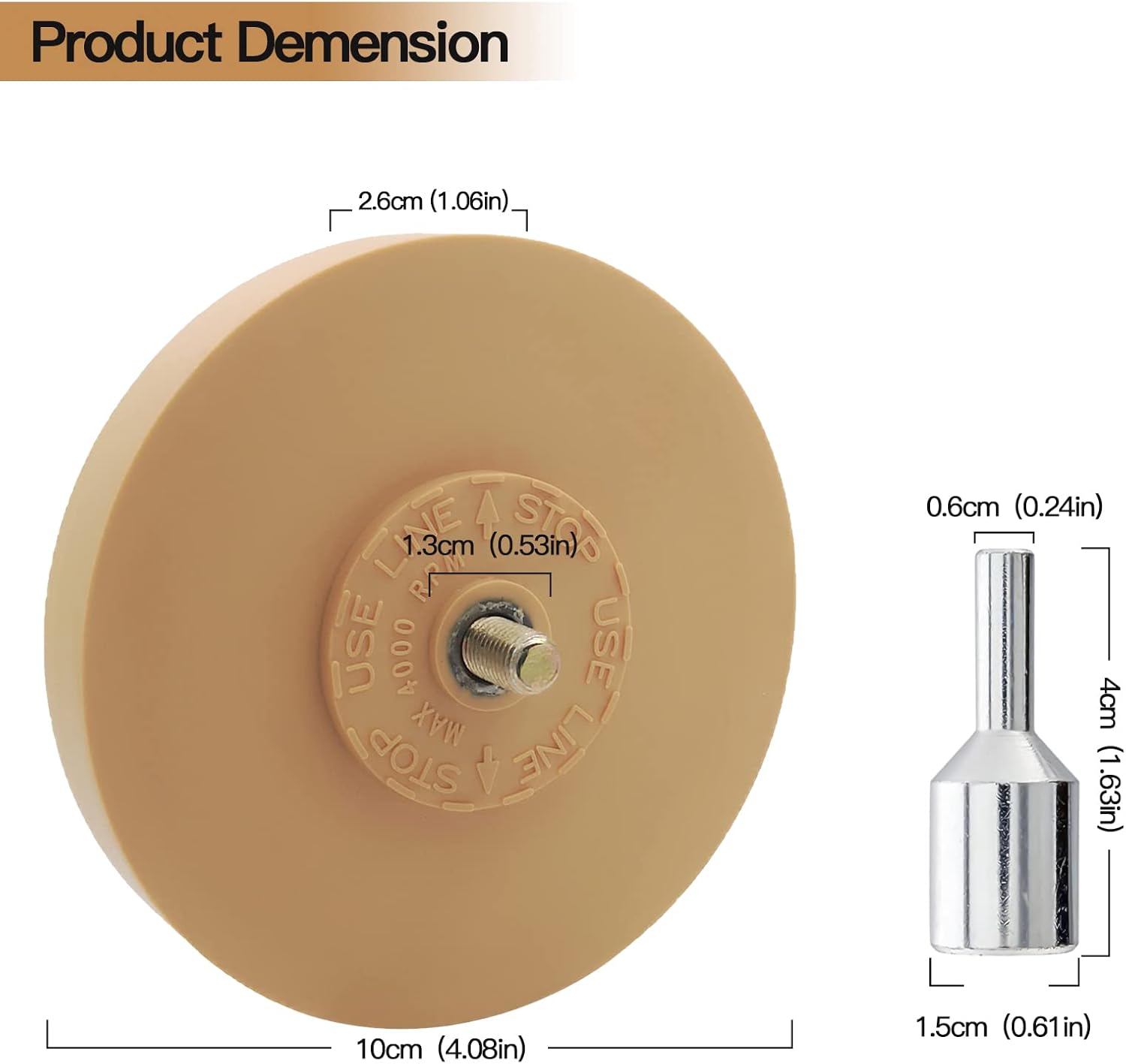 Detalle de Tucana Rubber Eraser Wheel — 4-inch Decal and Adhesive Removal Tool (Pair) with Drill Adapter