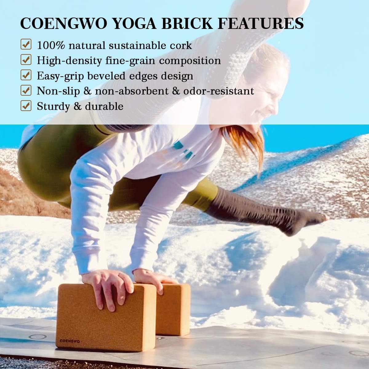 Thumbnail 3 de COENGWO CW0006-CWUS-F1 Cork Yoga Blocks, 100% Cork, Set of 2