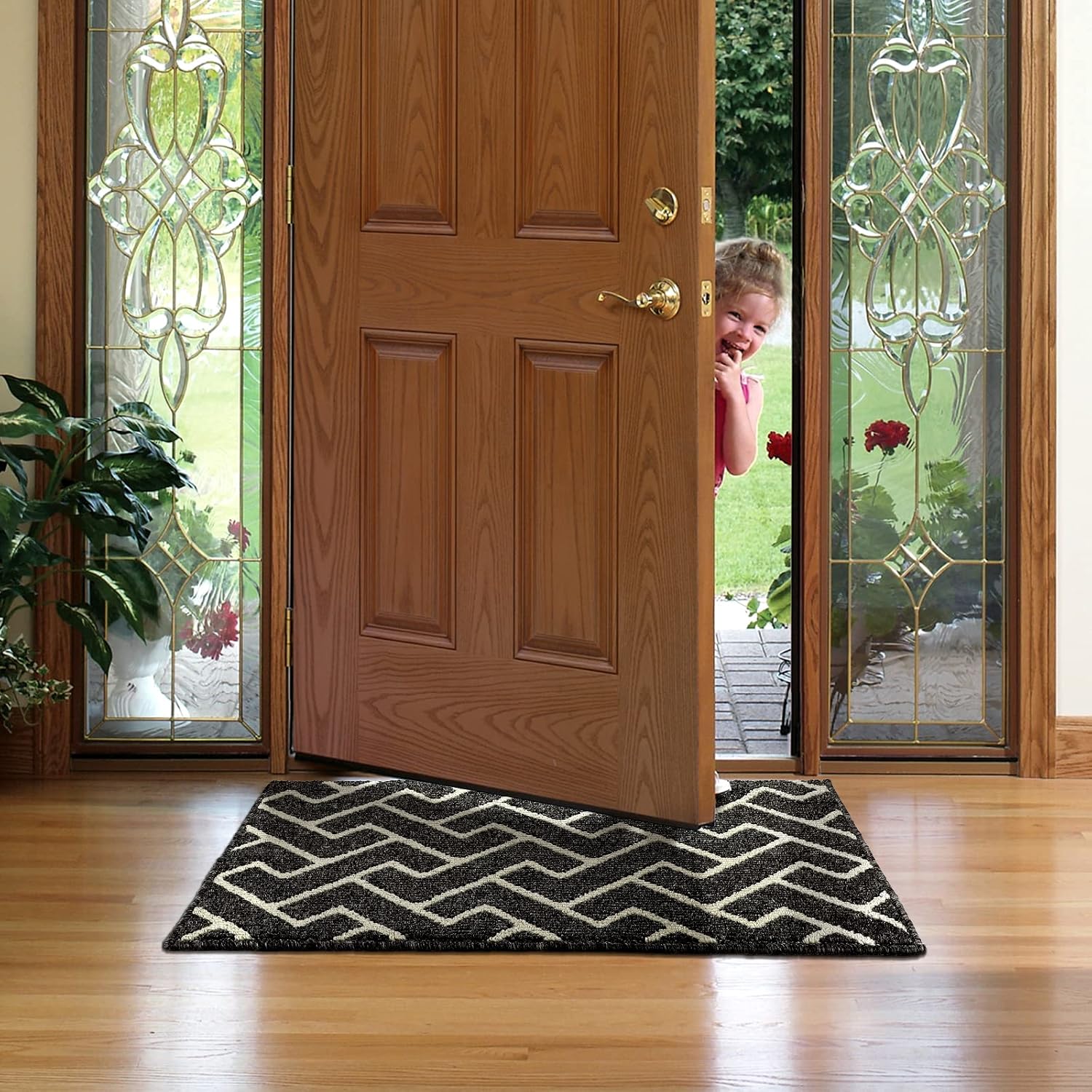 Detalle de hicorfe FSDoor mat-9-119180-Black Indoor Doormat, 47" x 71", Black