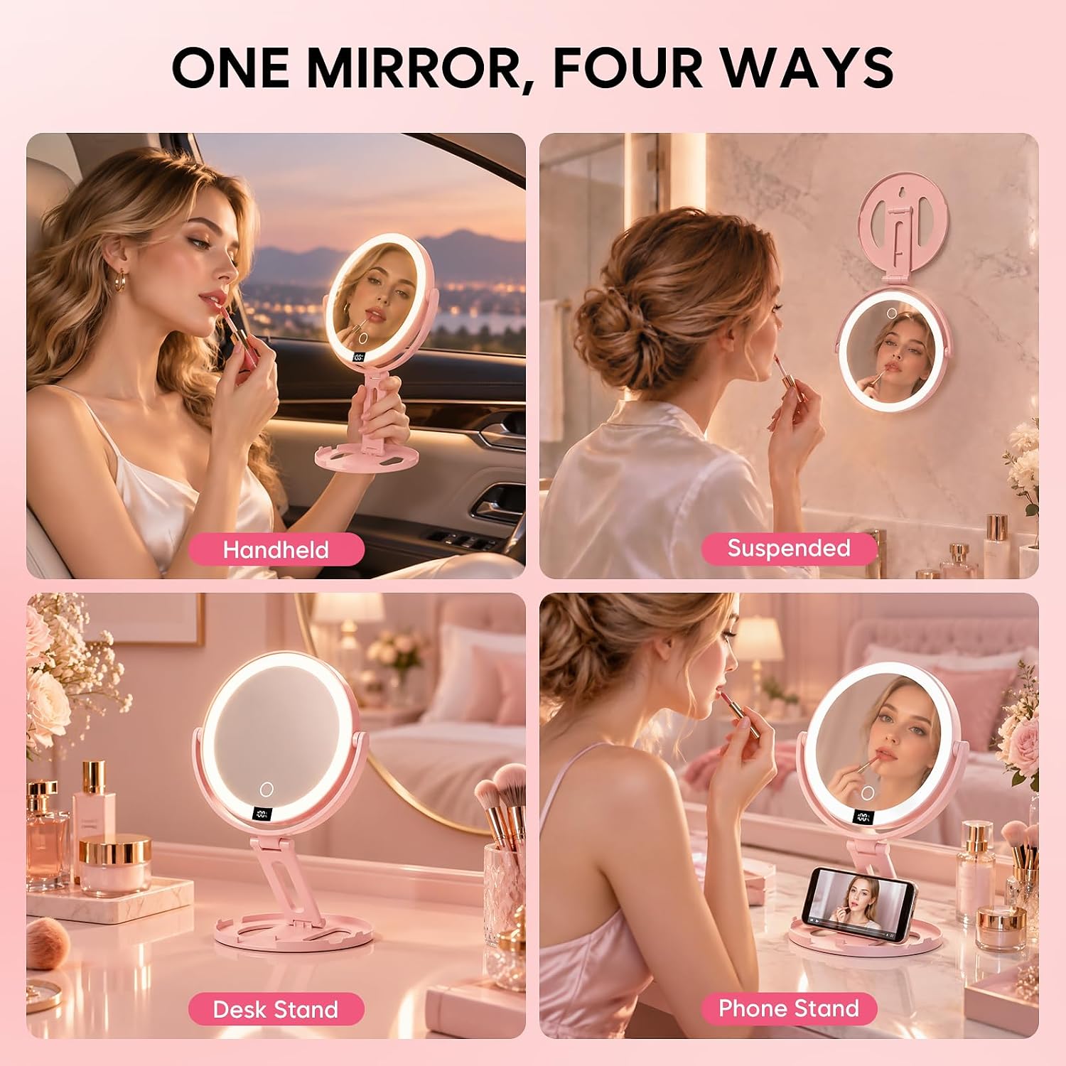 Thumbnail 5 de Travel Makeup Mirror with Lights, 2000mAh Rechargeable Battery