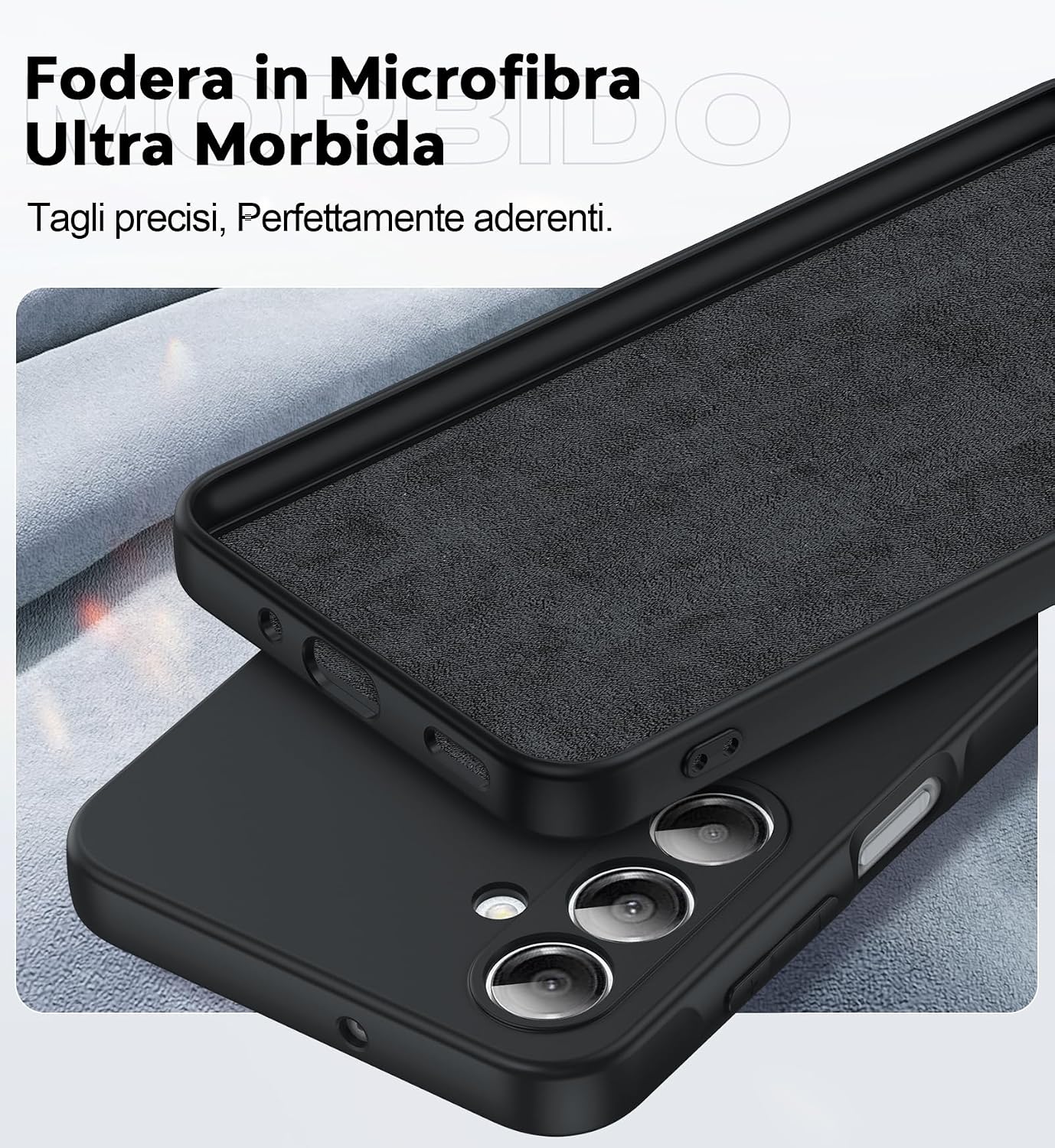 Detalle de LeYi Cover per Samsung A16 5G/4G con 2 vetri temperati e TPU ultra slim antiurto, protezione fotocamera (nero)