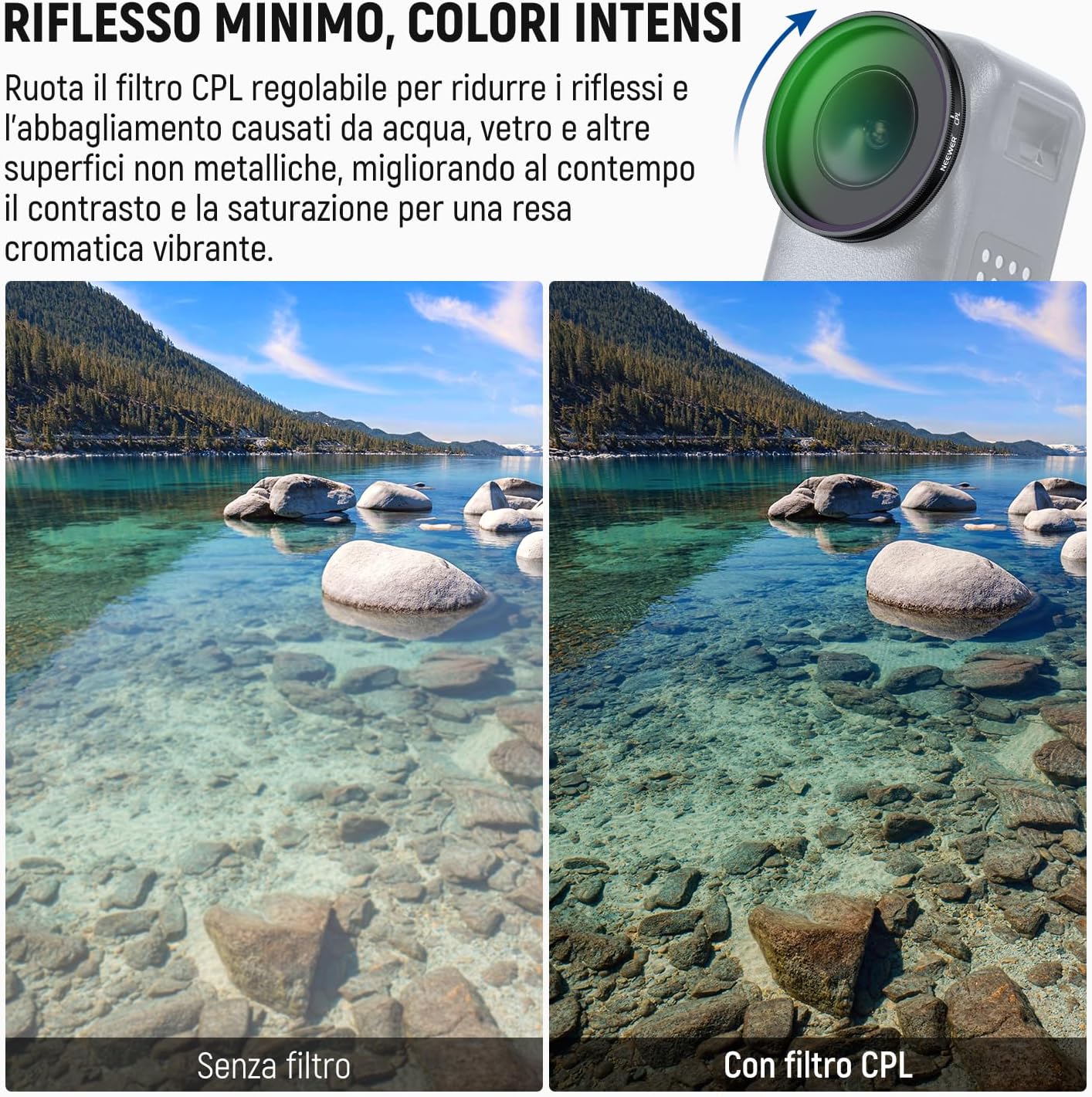 Thumbnail 4 de NEEWER Set di Filtri ND per DJI Osmo Nano – ND8/16/32 + CPL, vetro multistrato con protezione schermo