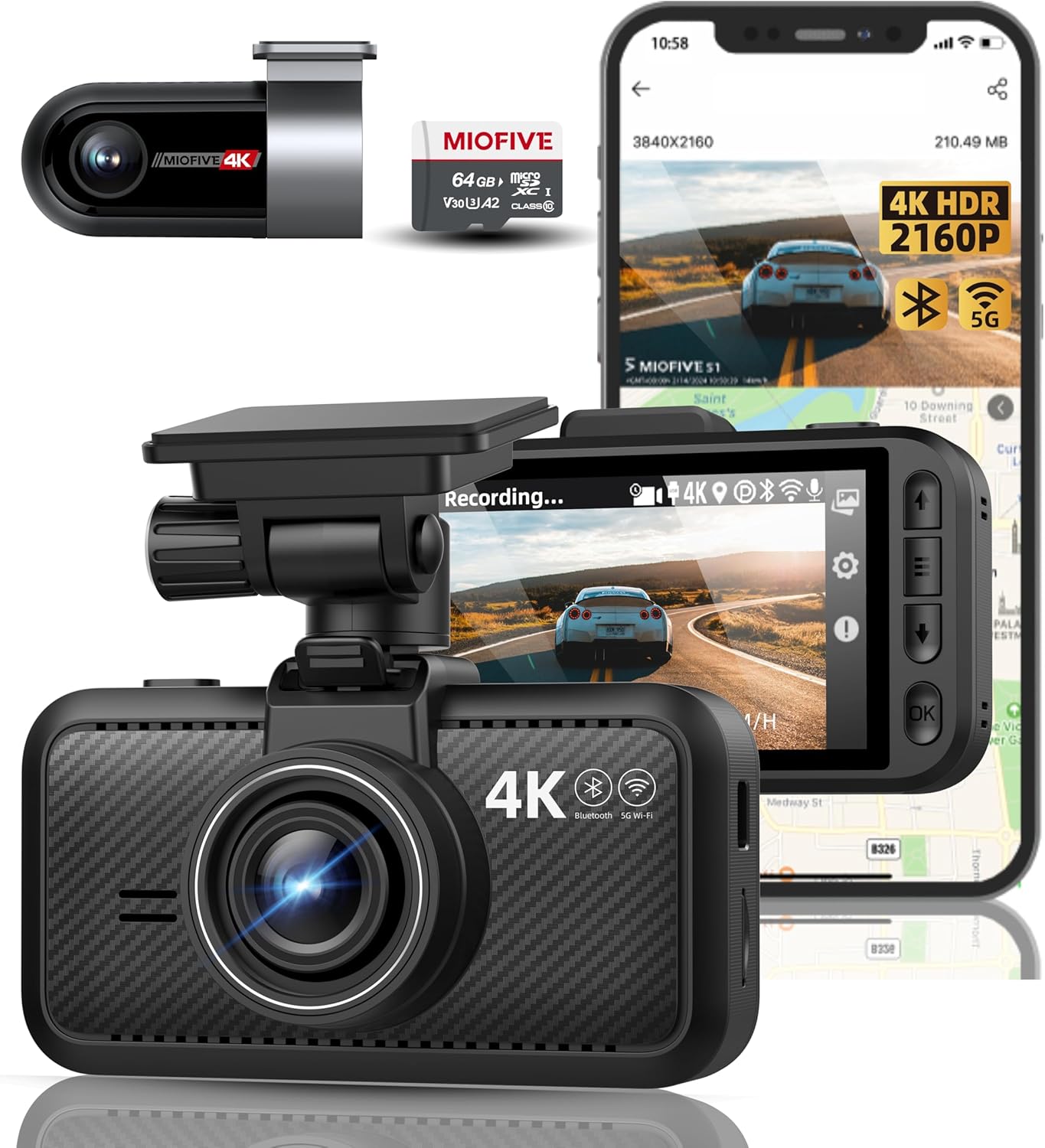 Detalle de Miofive Dash Cam 64GB 4K Front Rear