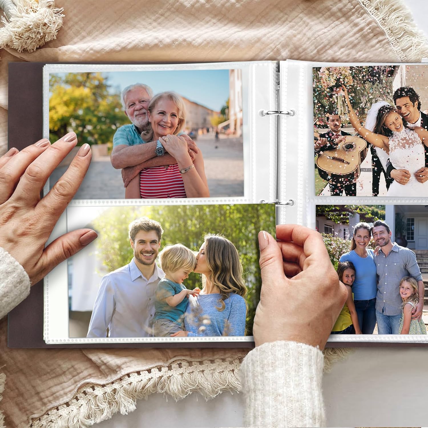 Thumbnail 6 de ZEEYUAN Album Foto 10x15 in pelle con tasche e 200 foto (50 fogli / 100 pagine)