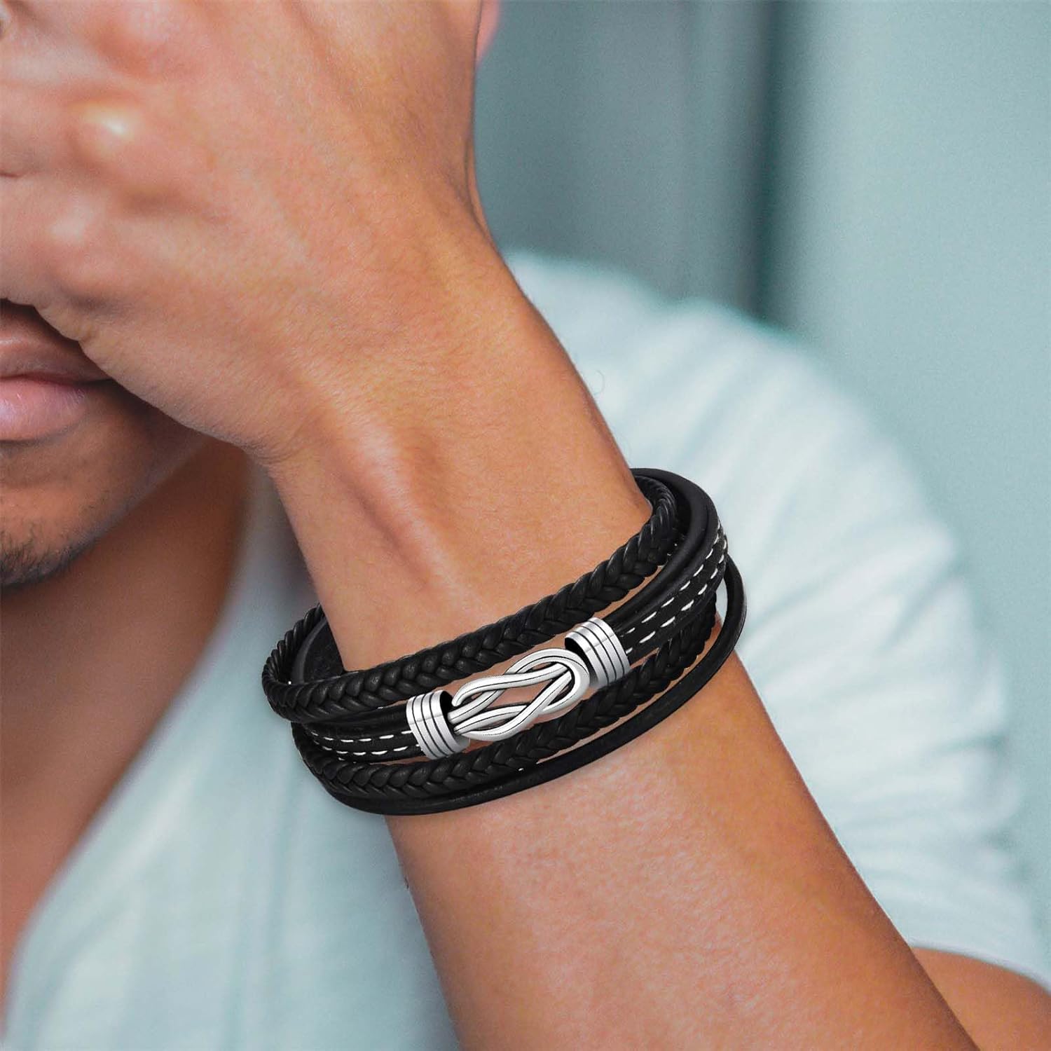 Thumbnail 3 de WOVEE Lederarmband mit Magnetverschluss und Gravur „Ich Liebe Dich“ für Sohn, Papa oder Mann