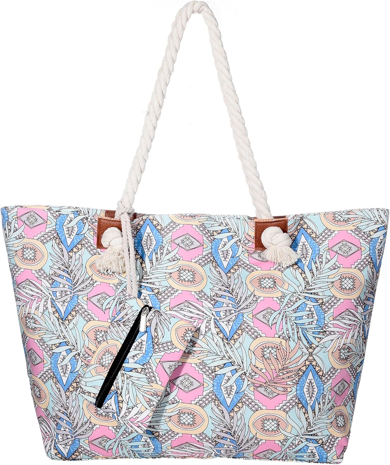 Detalle de DonDon Strandtasche mit Reißverschluss XXL – Große Shopper Tasche für Strand und Alltag