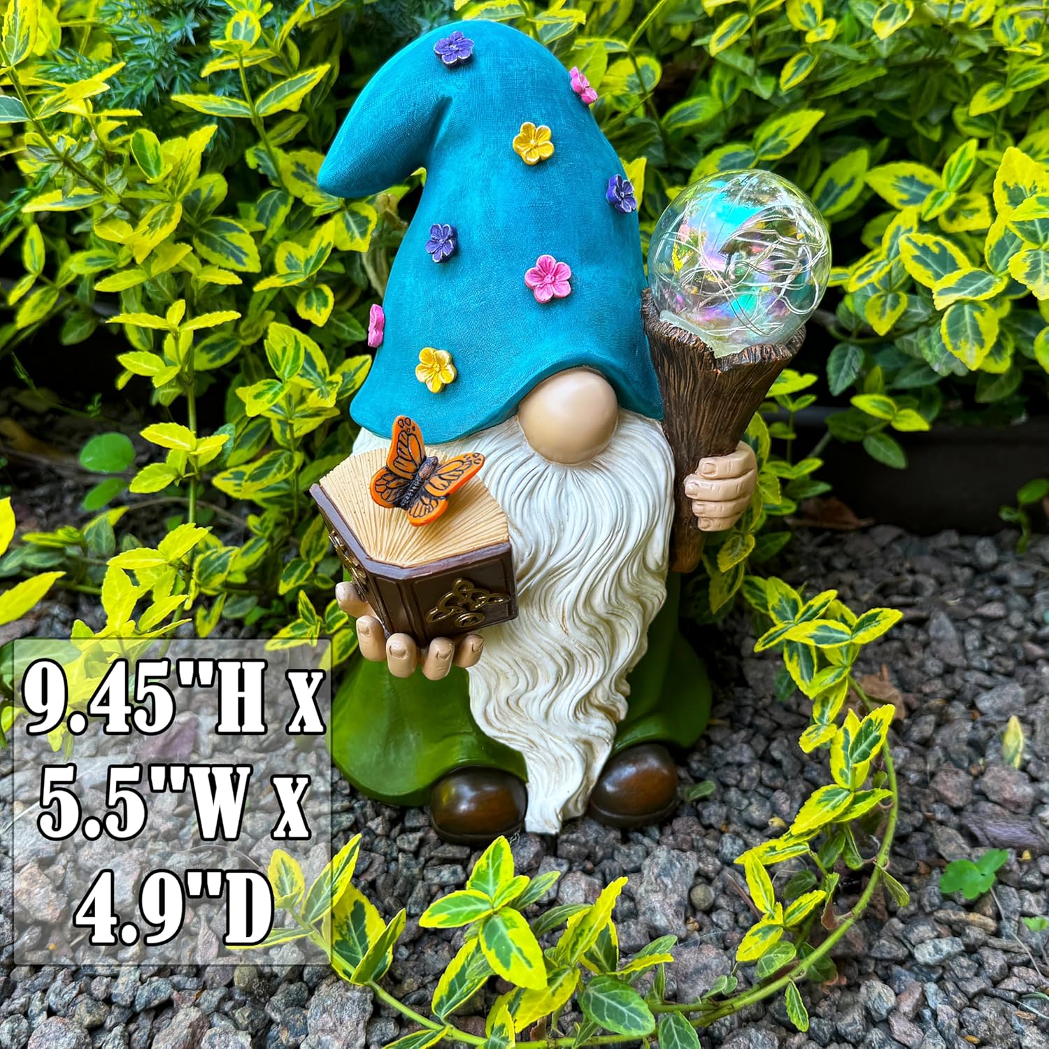 Thumbnail 1 de Solar Magician Gnome 9.45 Inch Solar Garden Statue
