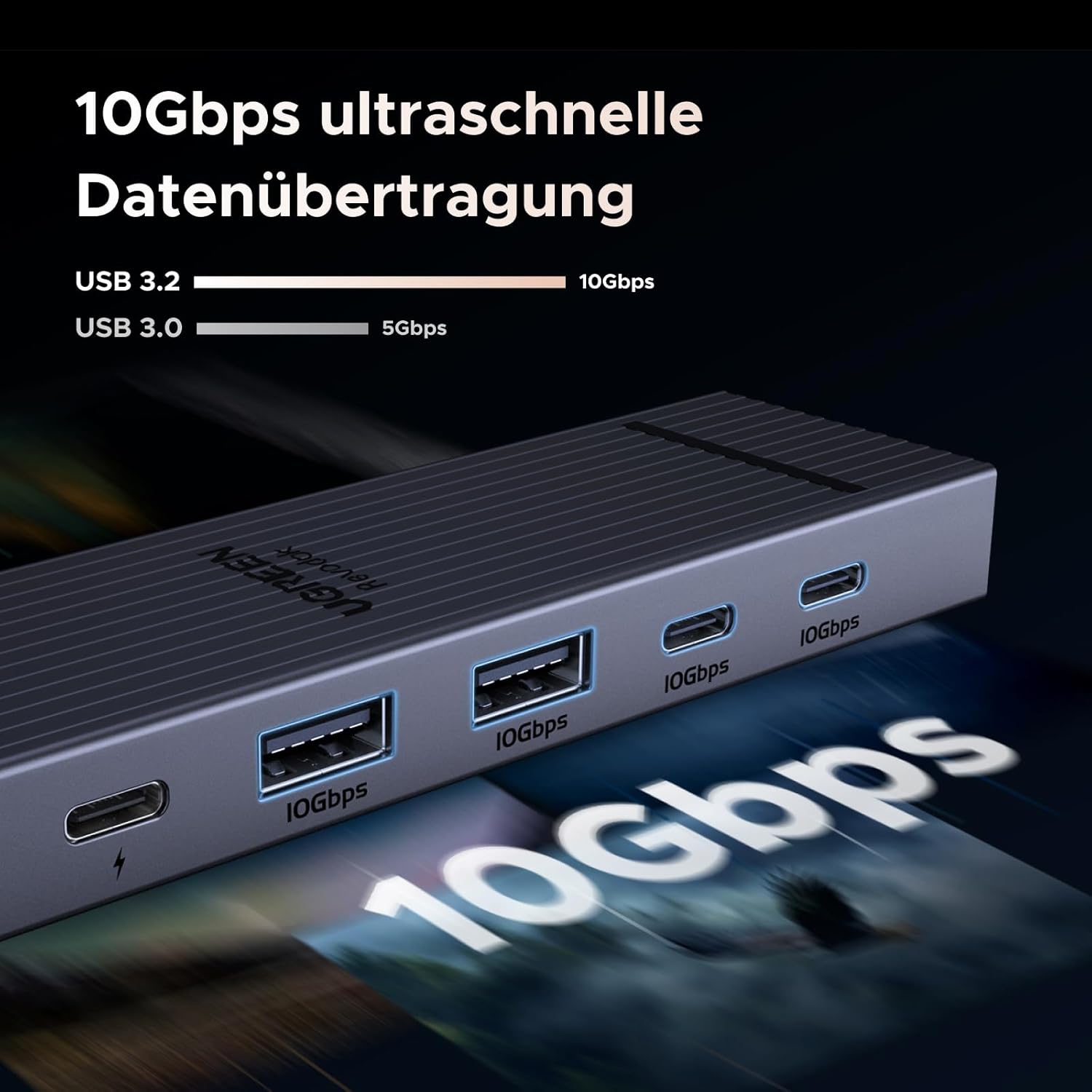 Detalle 2 de UGREEN Revodok Pro 106 USB‑C Hub 10Gbps