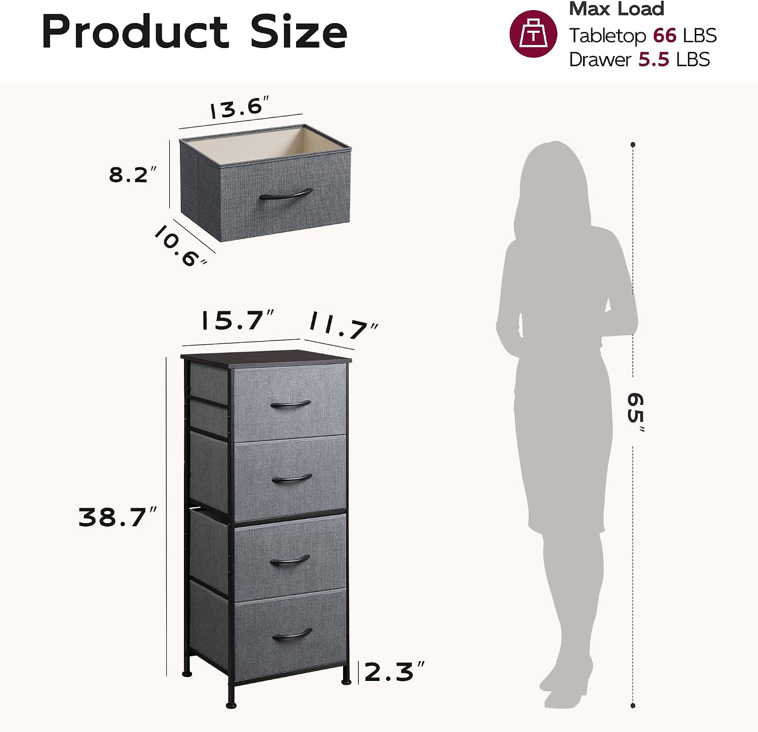 Detalle de WLIVE dresser with 4 drawers storage tower