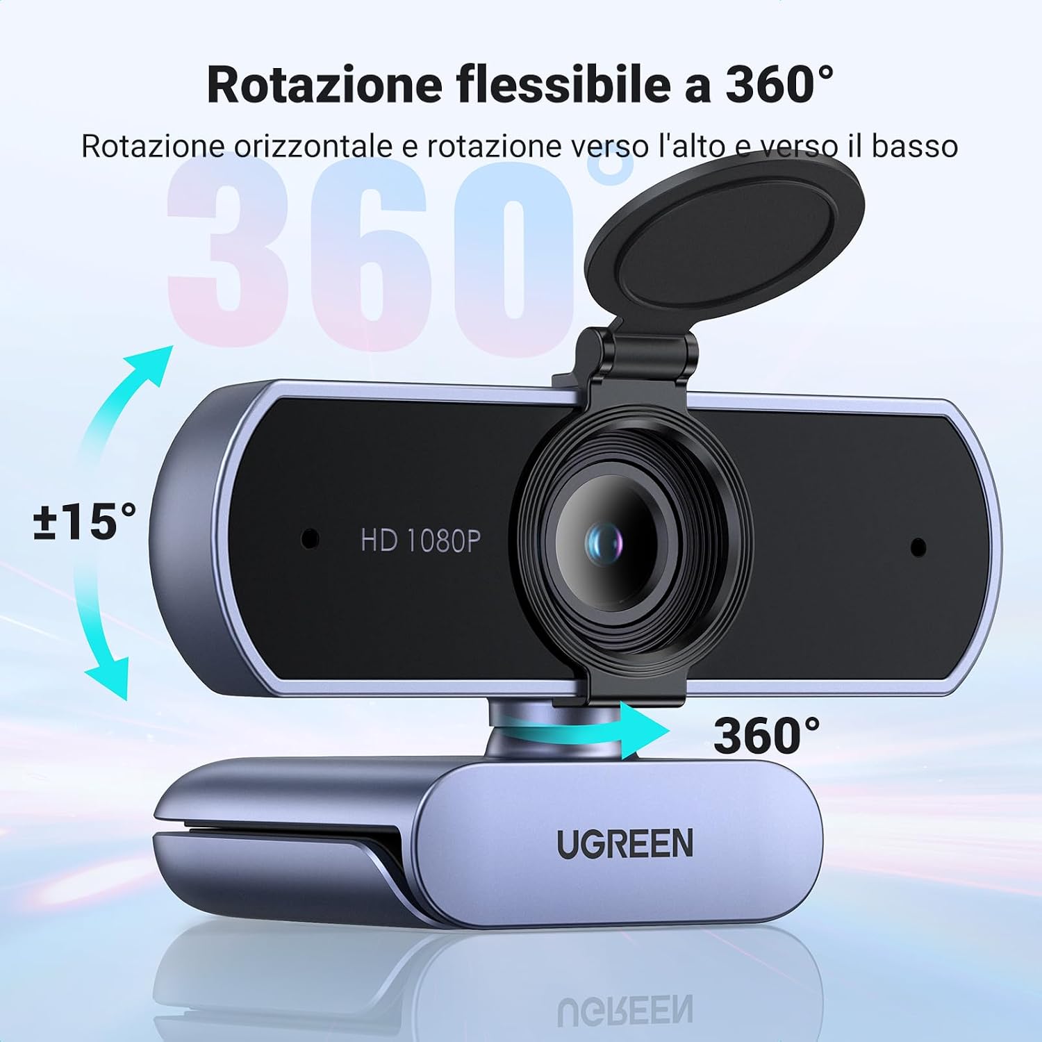 Detalle de UGREEN Webcam Full HD 1080P 30FPS con Microfono Incorporato – ideale per videoconferenze e live streaming