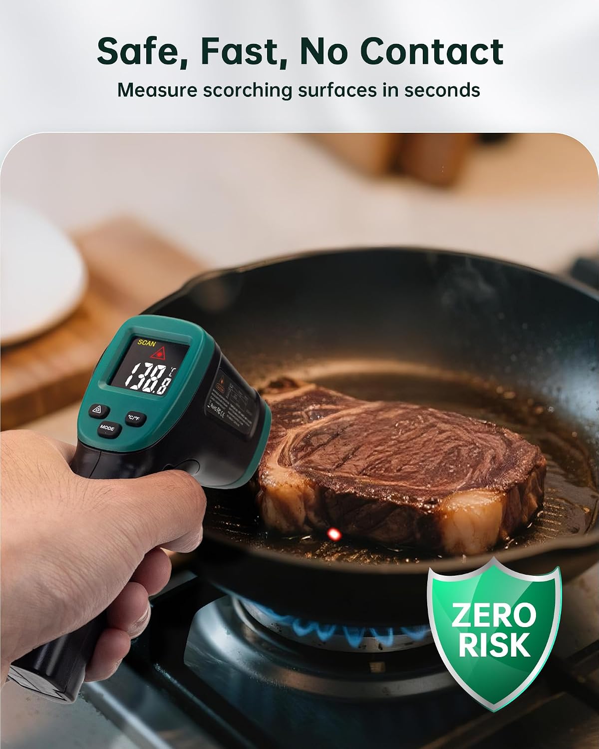 Thumbnail 6 de ERICKHILL Infrared Thermometer -50℃ to 800℃ with Adjustable Emissivity, Laser Guidance & Backlit LCD (Dark Green)