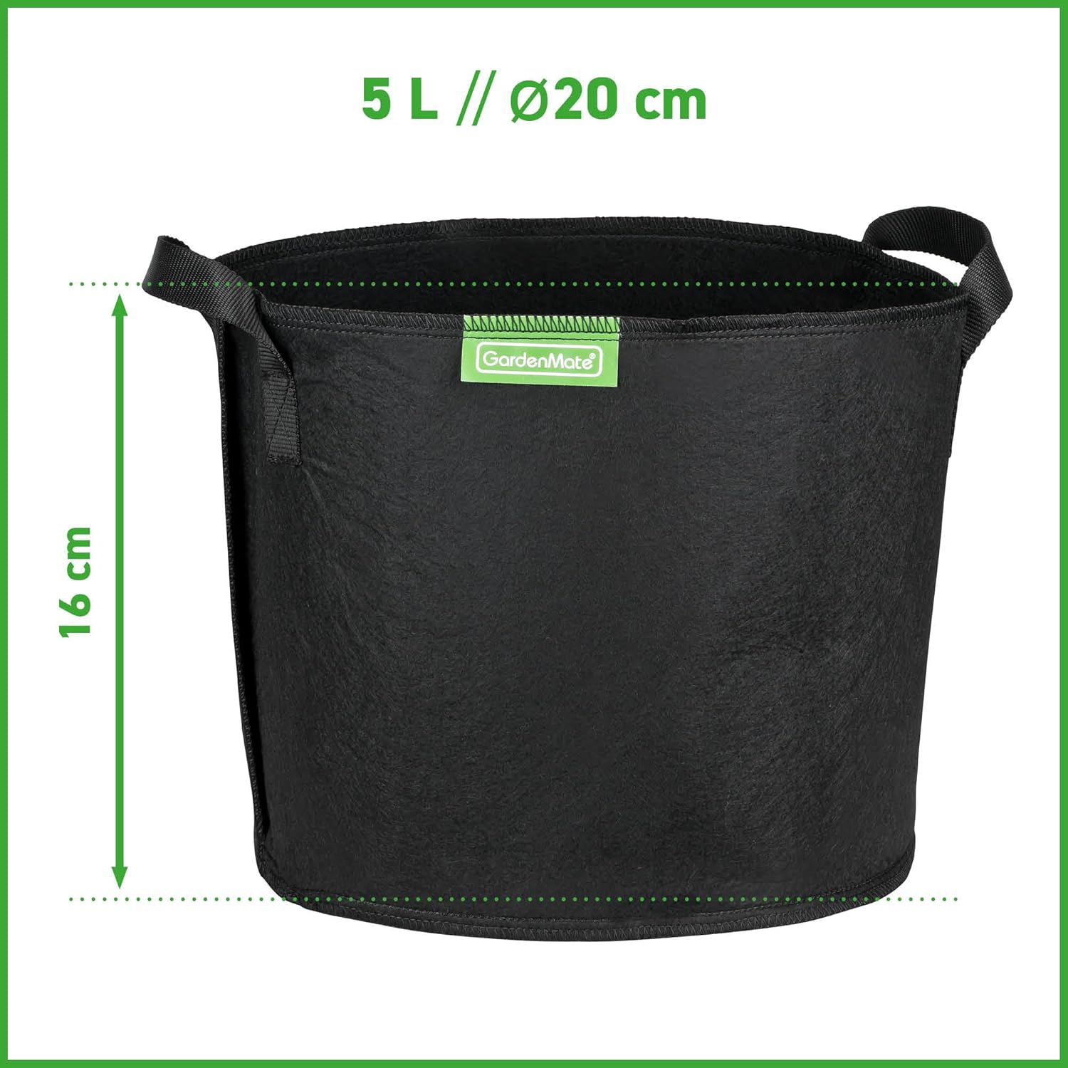 Thumbnail 1 de GardenMate set da 5 sacchi per piante in tessuto non tessuto Blackline (Ø 20 cm, altezza 16 cm)