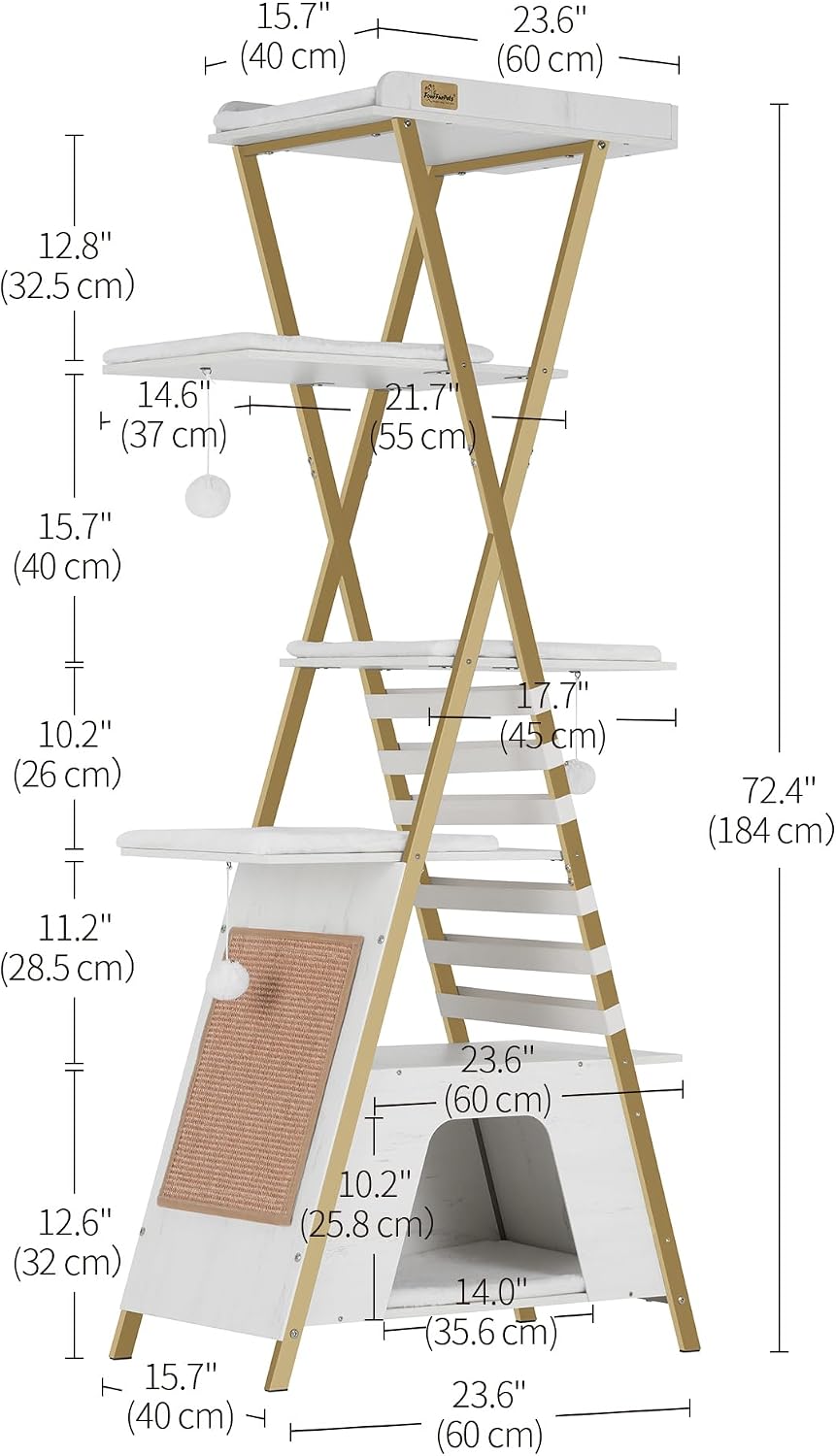 Detalle de FourFurPets Katzenbaum 184 cm für mehrere Katzen