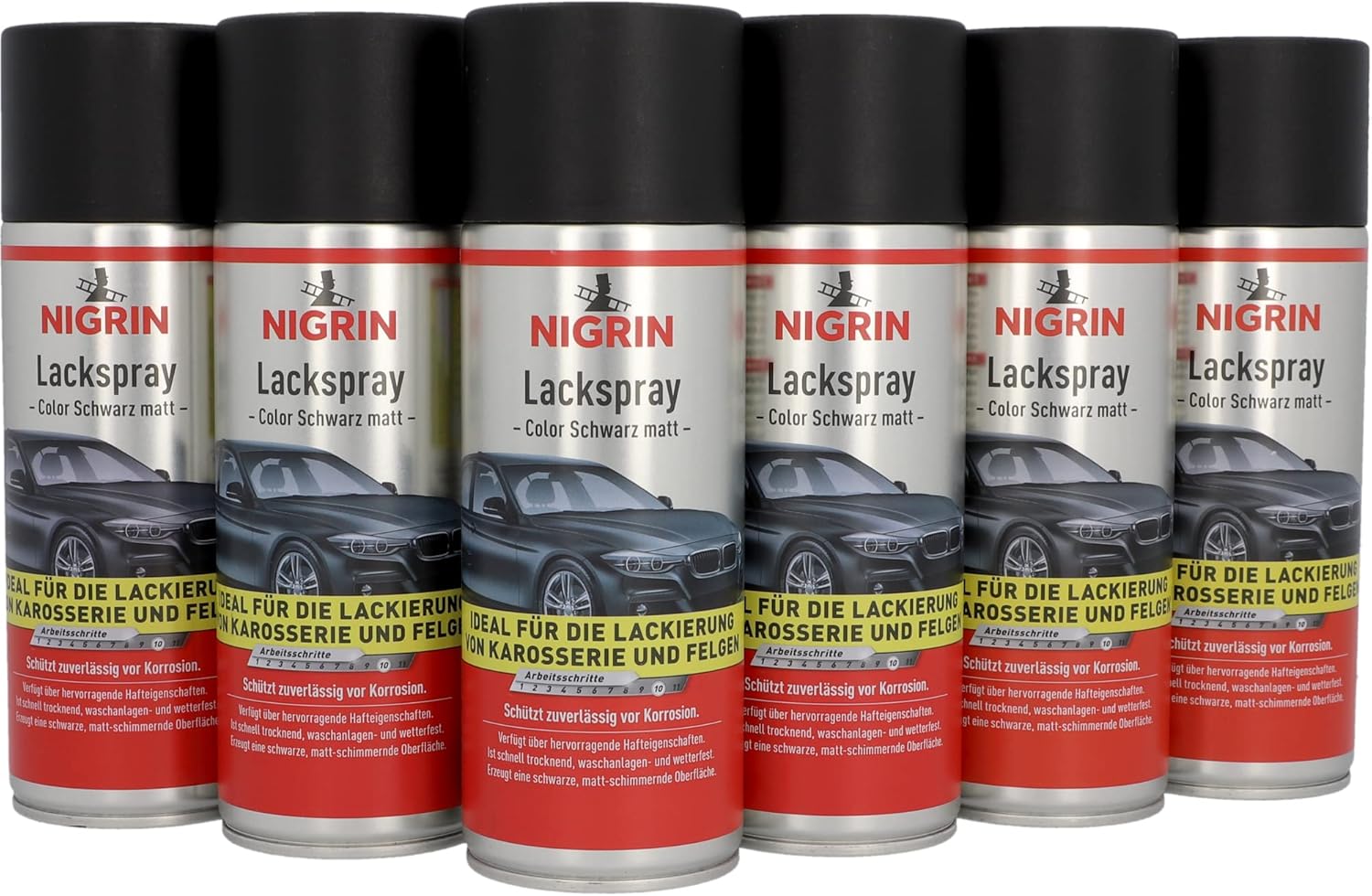 Nigrin Lackspray schwarz matt 6x400 ml