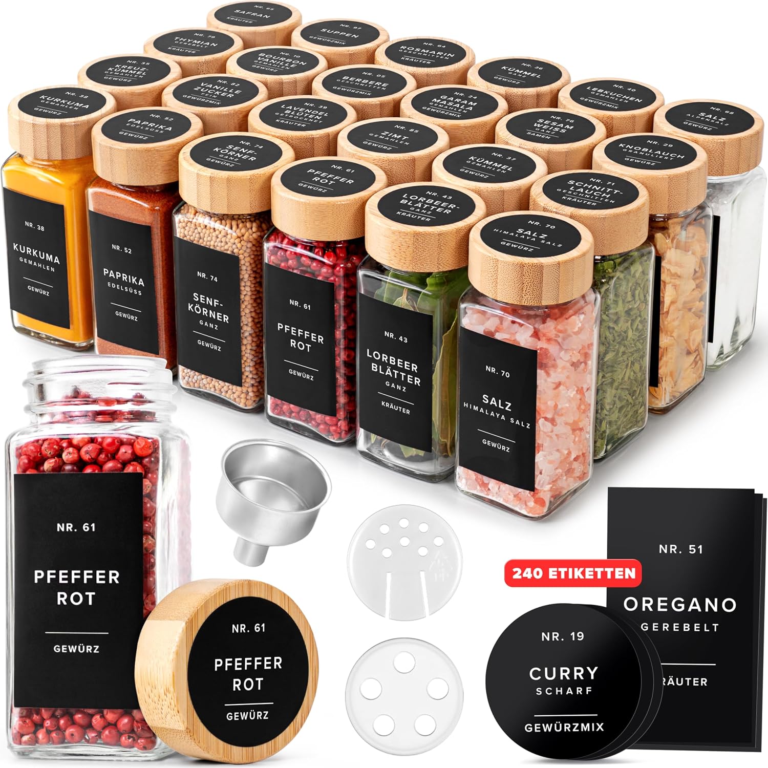 Detalle de EDELHAUS Gewürzgläser Eckig Set 24x120ml