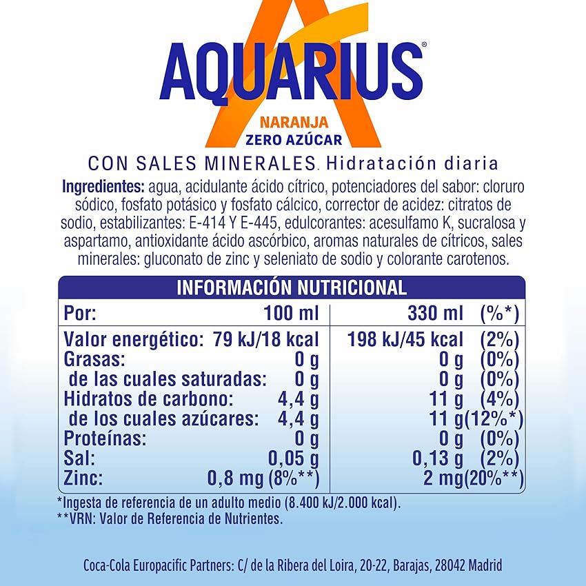 Thumbnail 5 de AQUARIUS Naranja Zero Azúcar 24 x 330 ml 🥤