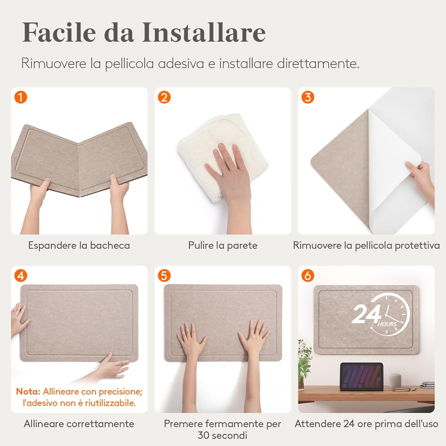 Thumbnail 4 de Lifewit bacheca in feltro pieghevole adesiva 57 x 37,5 cm (beige avena) con 20 puntine