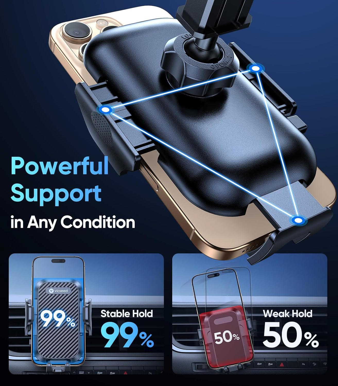 Thumbnail 5 de VICSEED True Military-Grade Shockproof Car Phone Holder 95 lbs