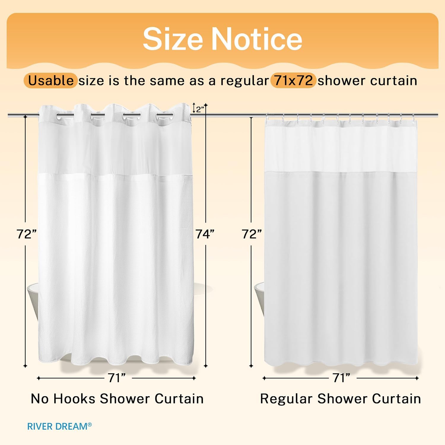 Thumbnail 5 de River Dream Heavyweight No-Hooks-Required Dotted Waffle Weave Shower Curtain with Snap-In Liner (White)