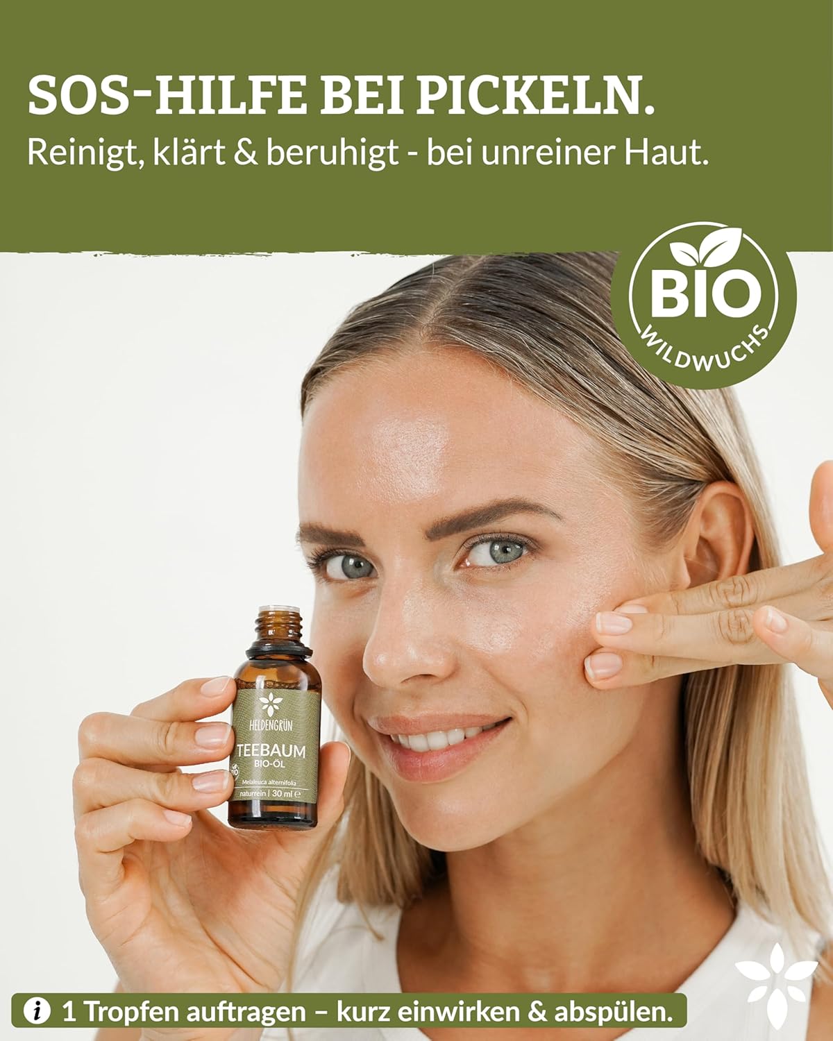 Thumbnail 2 de Heldengrün® BIO Teebaumöl 100% naturrein (Teegbaumöl) für Haut & Gesicht bei Unreinheiten