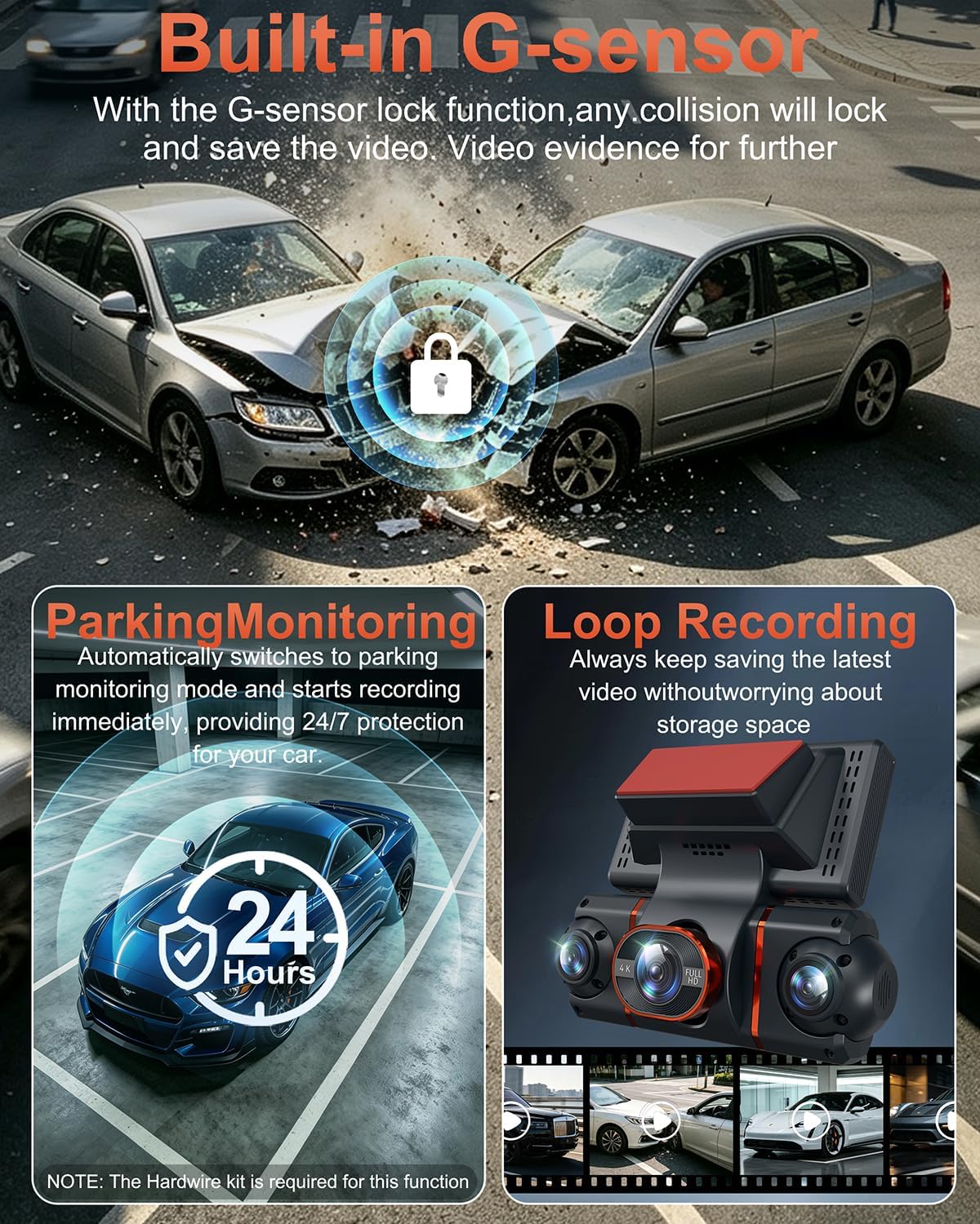 Thumbnail 3 de 4-channel dash cam with 4K front recording