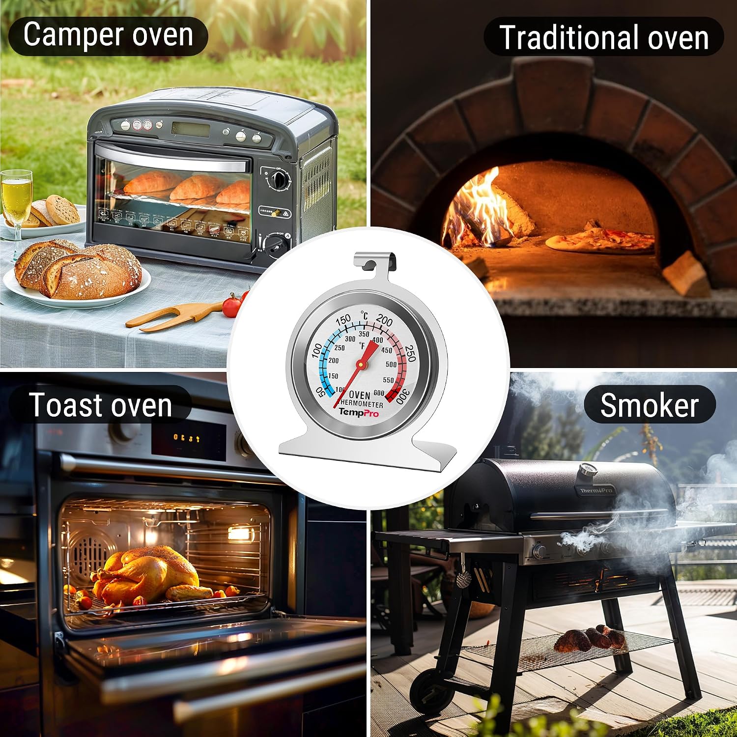 Thumbnail 6 de ThermoPro oven thermometer with stainless steel dial and tempered glass (inside oven temperature gauge)