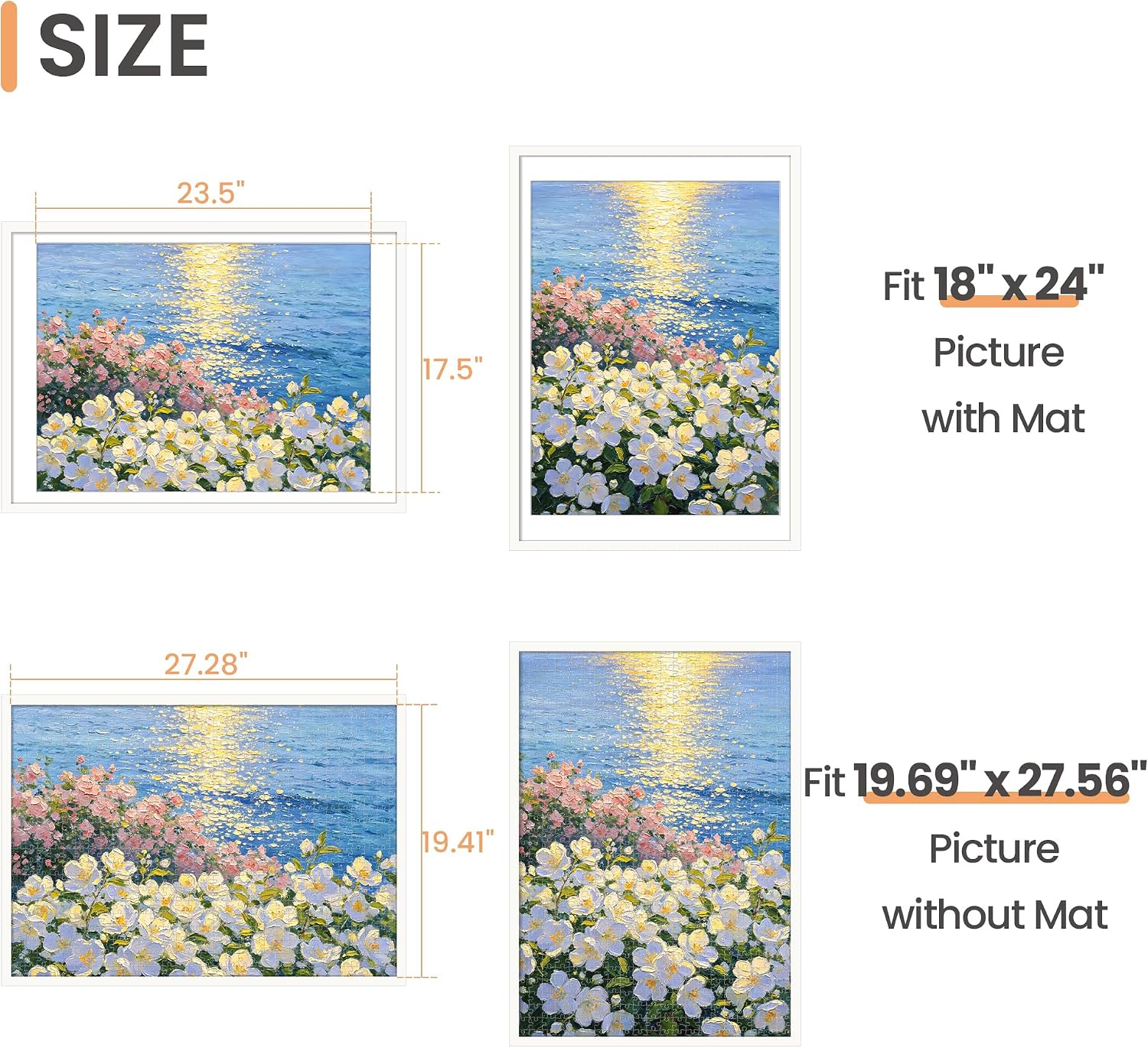 Detalle de upsimples 50x70cm Puzzle Frame, White Wall Frame for 1,000-Piece Puzzles