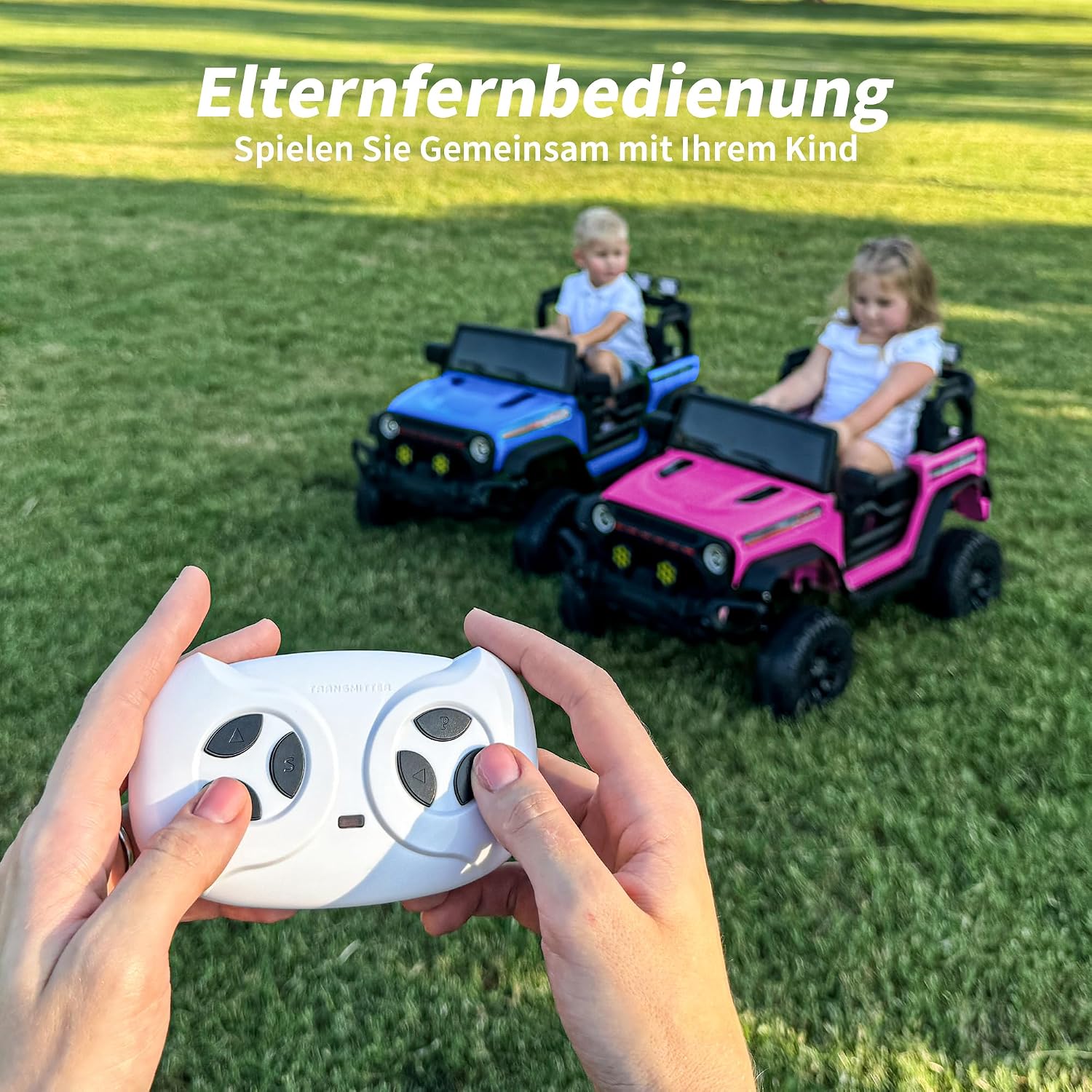 Detalle de Hikiddo 12V Kinder-Elektroauto mit Fernbedienung (rosa) für Kinder ab 3 Jahren