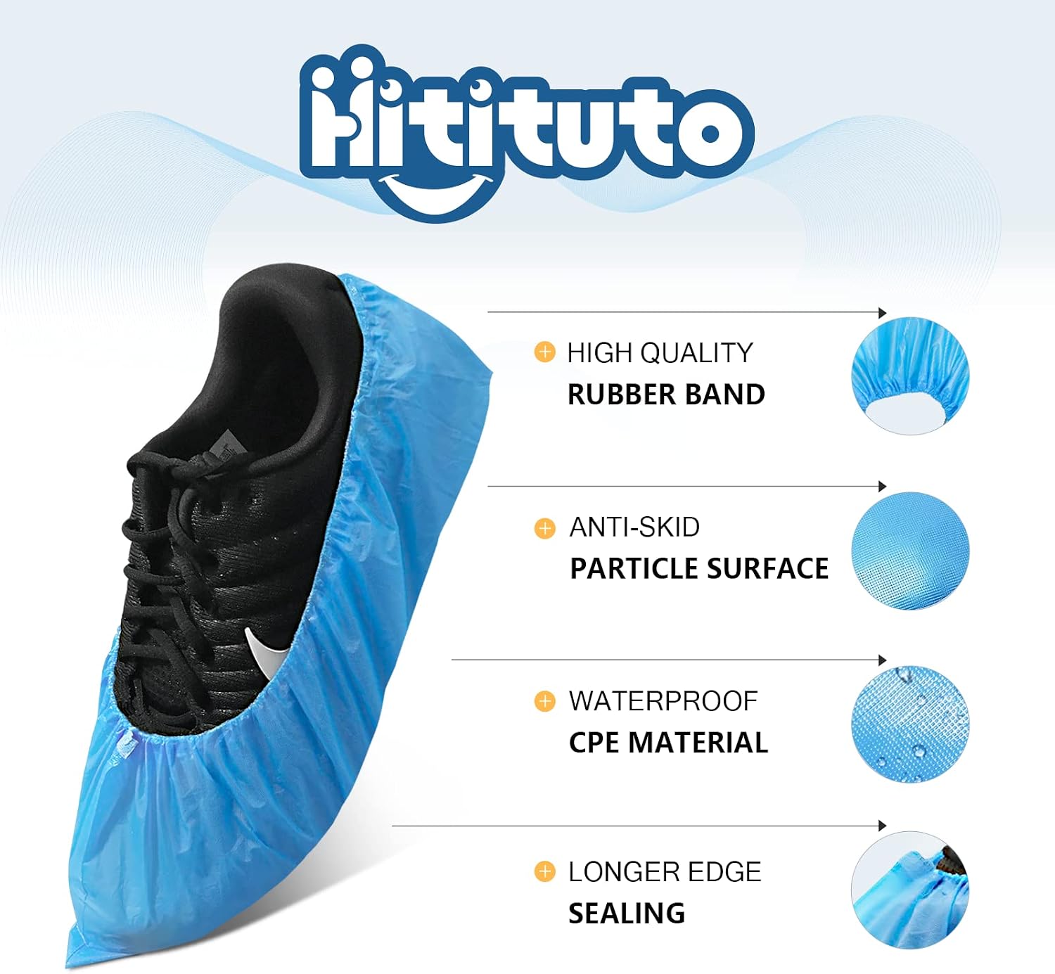 Detalle de Hitituto shoe001 Disposable CPE Shoe Covers, Non-Slip, Waterproof, 100 Count