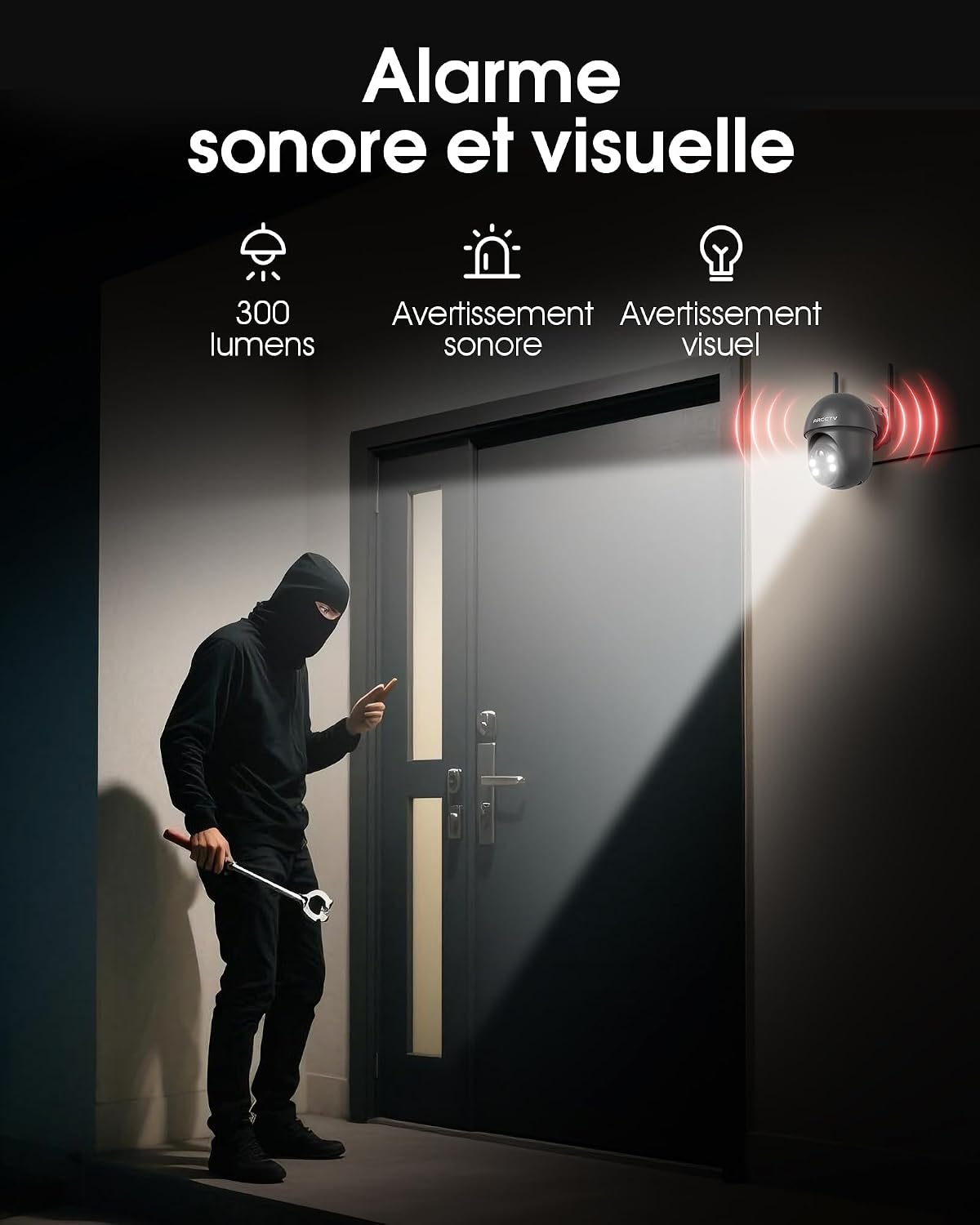 Thumbnail 6 de ARCCTV 4MP Caméra Surveillance WiFi Extérieure Solaire — Lot de 2, Détection PIR, Audio Bidirectionnel et Rotation 360°