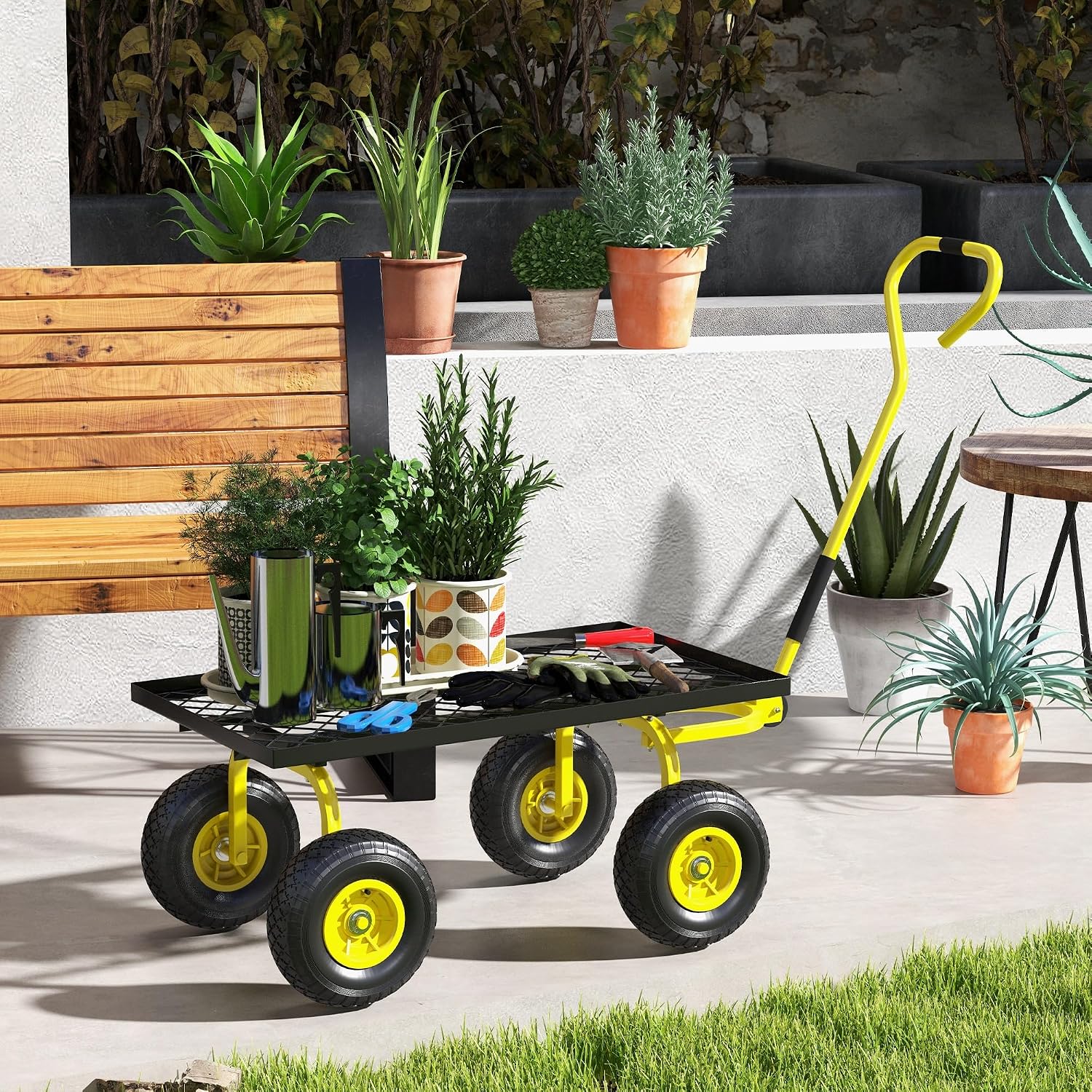 Thumbnail 6 de Outsunny B71-015V01YL Garden Trolley, 150kg Capacity, Pneumatic Wheels