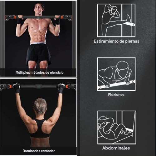 Detalle 2 de Barra de Dominadas sin Tornillos AETKFO: ajuste 72–110 cm para Gimnasio en casa