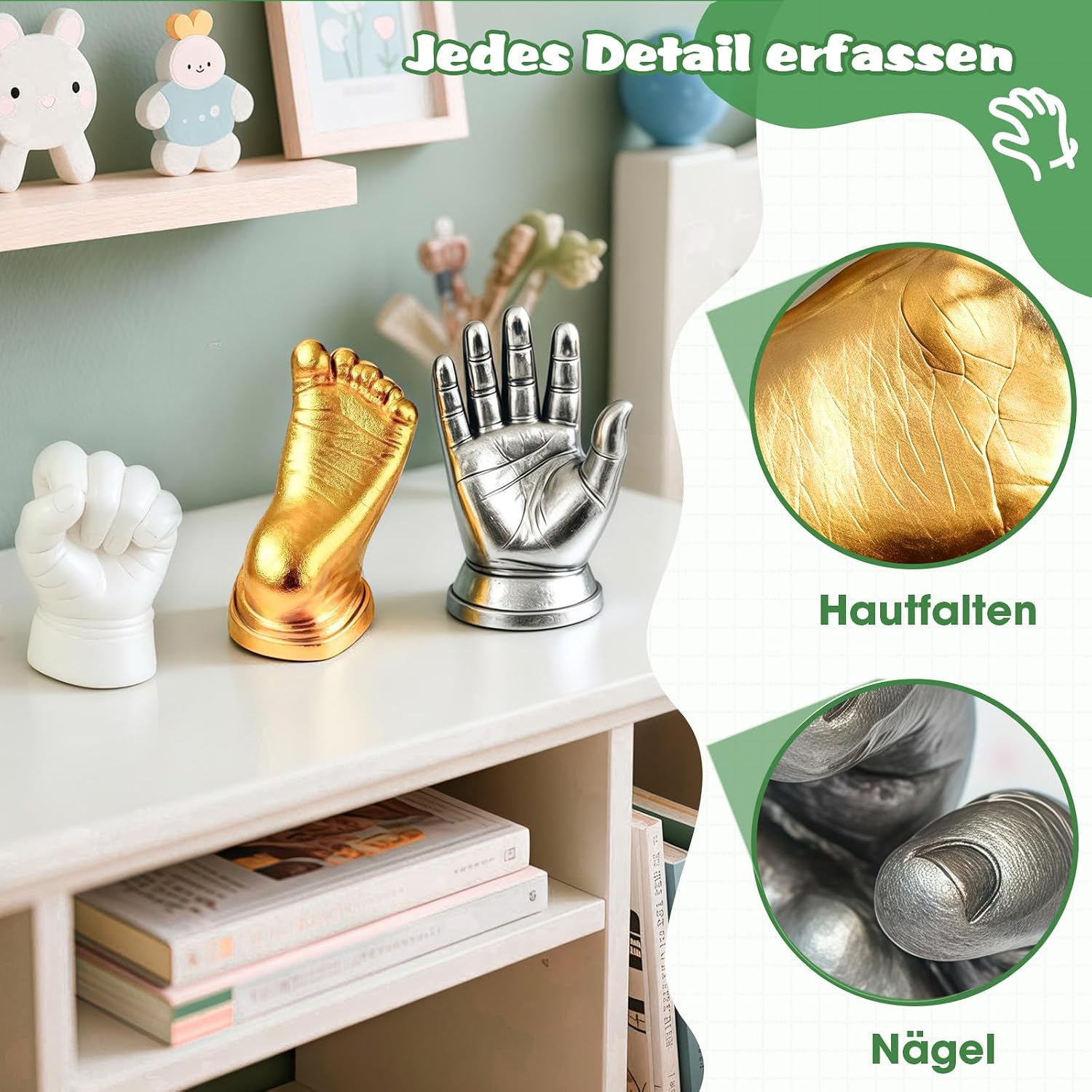 Thumbnail 3 de TOGOU2S Gipsabdruck Baby Hand und Fuß –4 Abdrücke, ungiftig, 3D-Souvenir