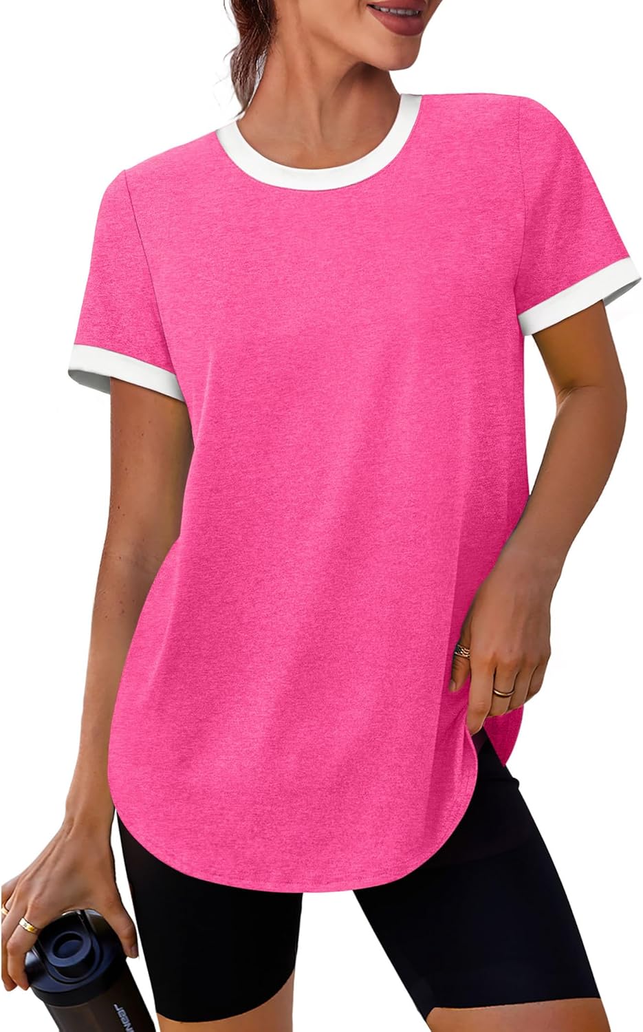 Detalle de Womens Workout Tops Summer Short Sleeve Shirts with UPF 50+ Sun Protection and Moisture-Wicking Fabric