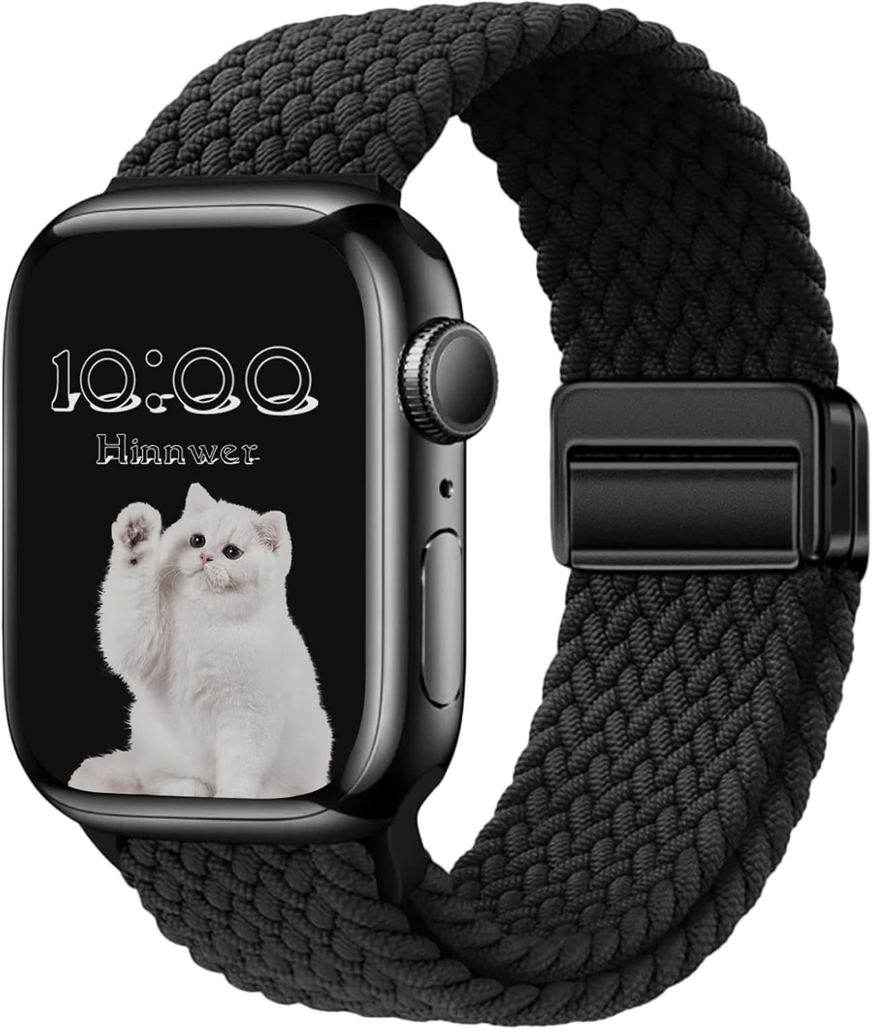 Detalle de Hinnwer Nylon Elastic Braided Strap for Apple Watch (42–49mm) with Magnetic Clasp