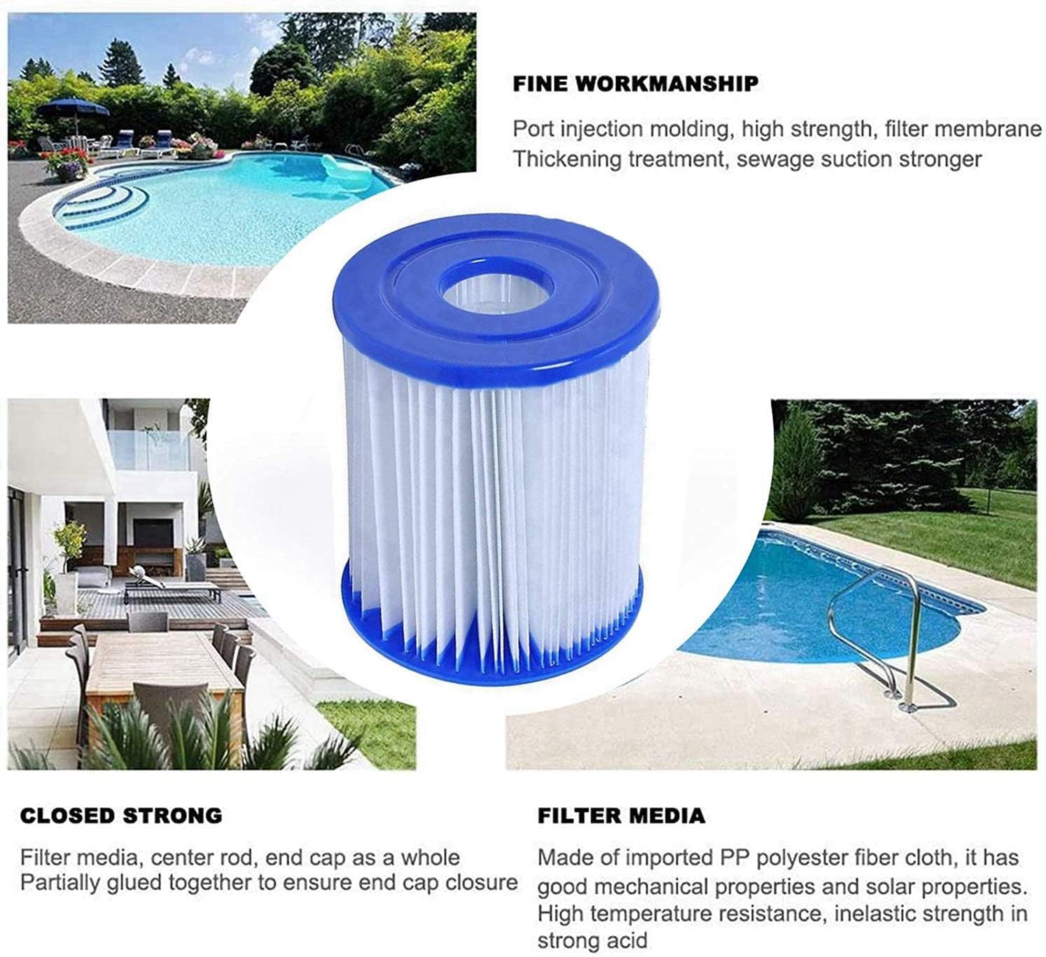 Thumbnail 4 de Mscomft Size I Filter Cartridge for Bestway Pools (4 Pack) – Replacement for Easy Set Systems