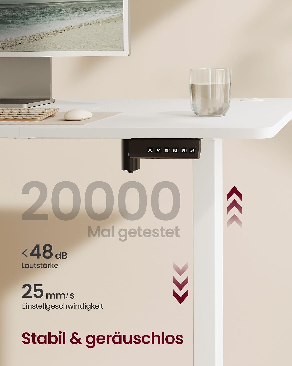 Detalle 2 de SONGMICS LSD138W01 Höhenverstellbarer Schreibtisch 180 x 80 cm