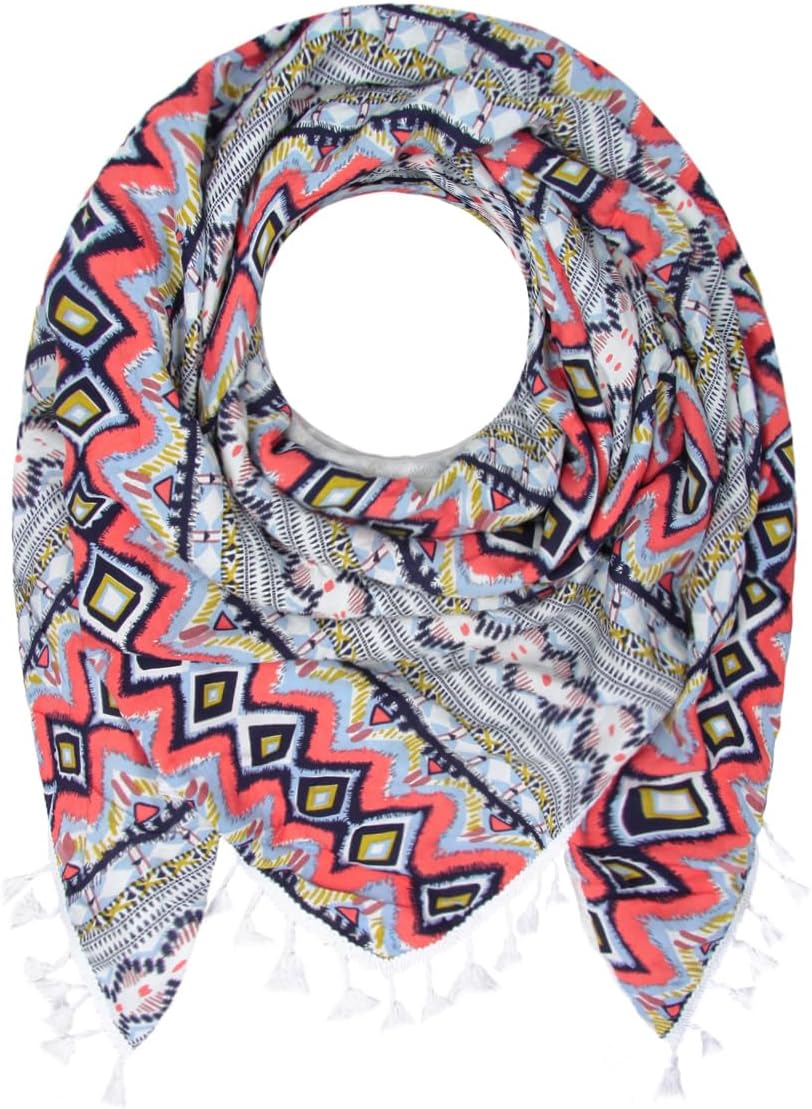 Majea Dreieckstuch Damen – Ethno Muster, 140 x 140 cm, 50% Viskose / 50% Baumwolle