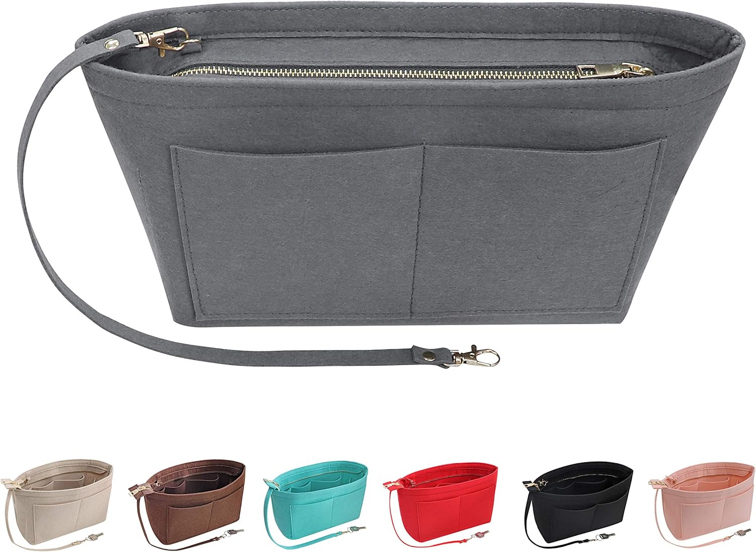Soyizom felt handbag organiser purse insert (multi-pocket) – Grey (XL)
